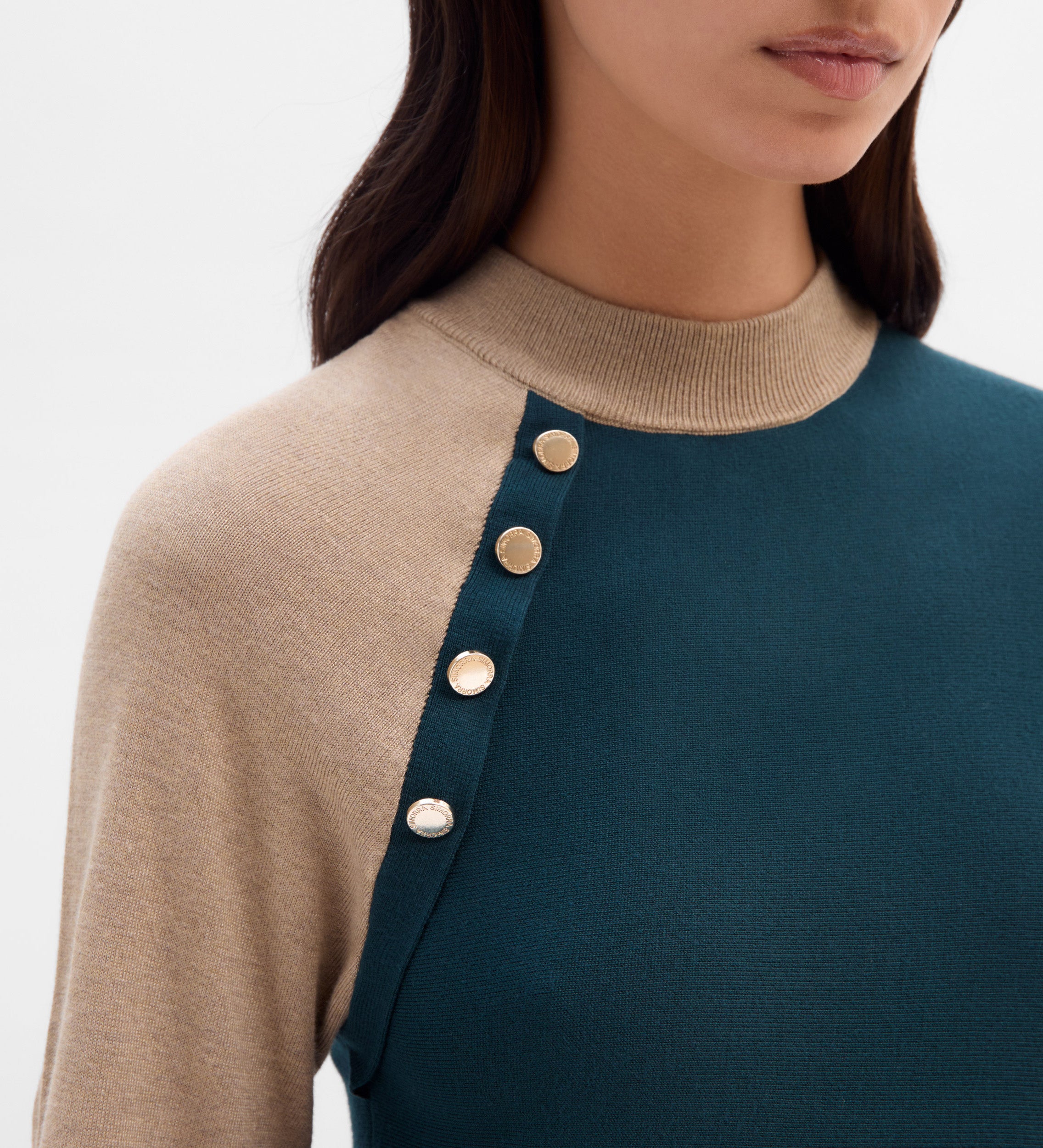 Two-tone buttoned sweater
