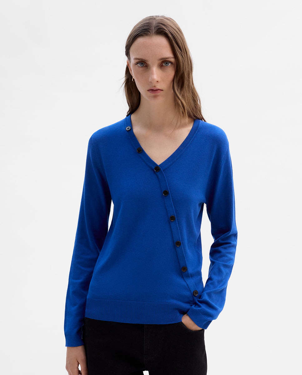 Jersey escote pico botones