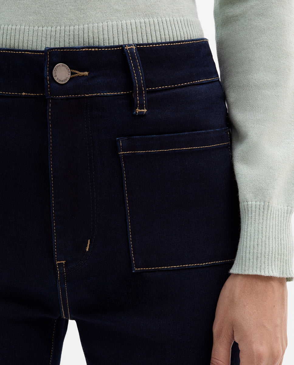 Denim pants with patch pockets