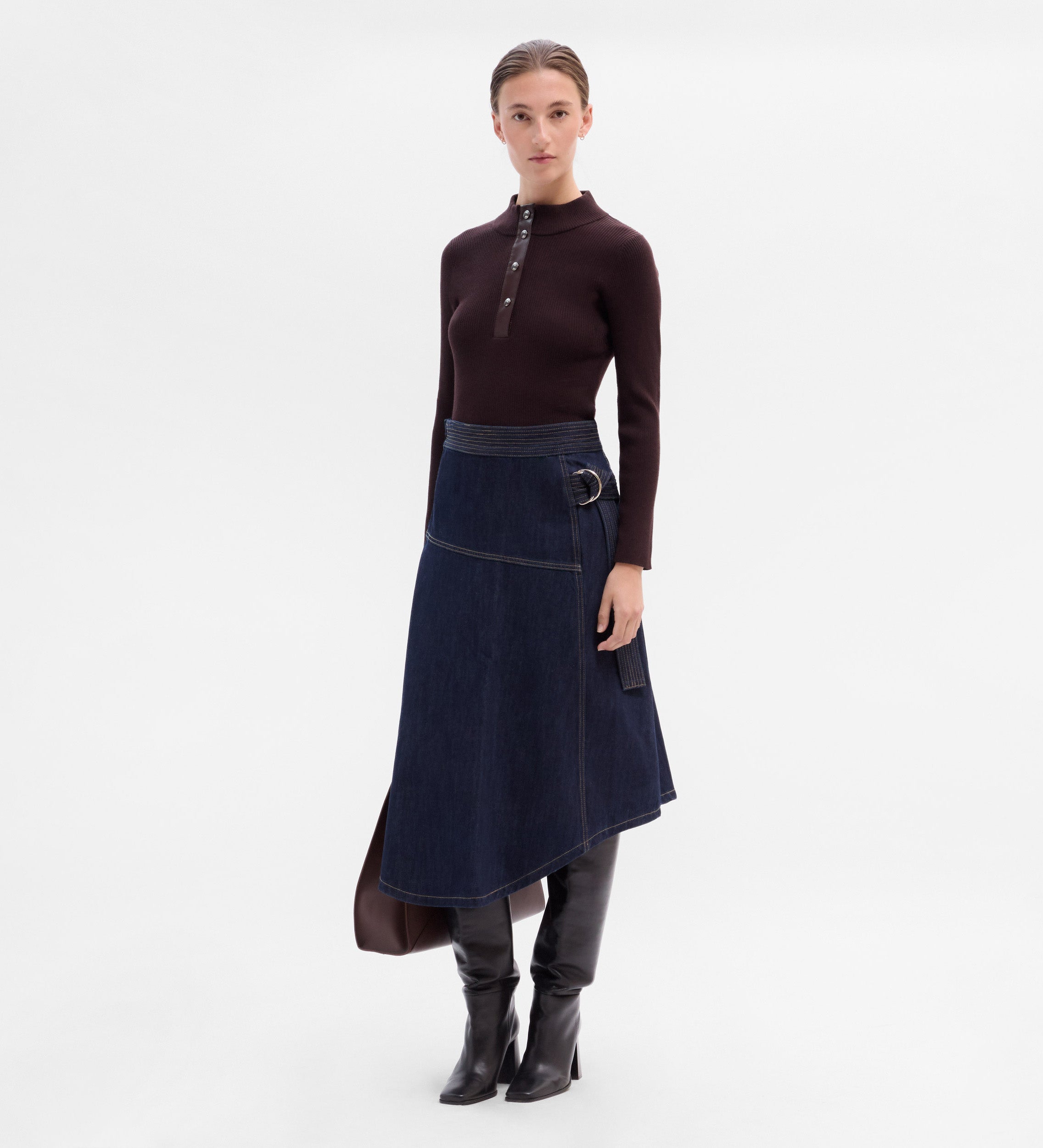 Falda denim pespuntes