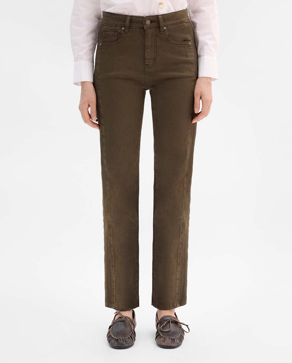 Pantalon slim broderie latérale