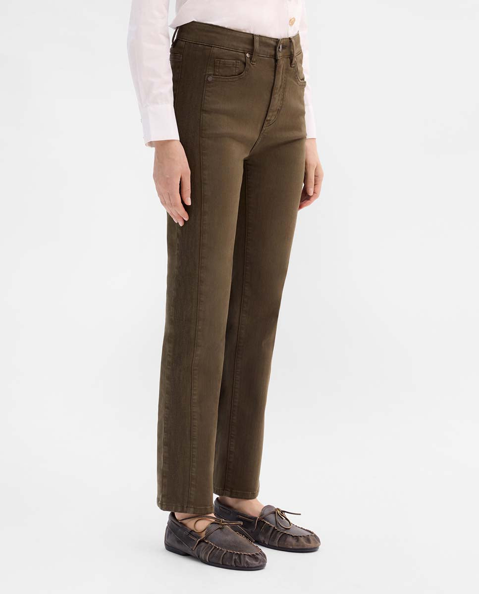 Pantalon slim broderie latérale