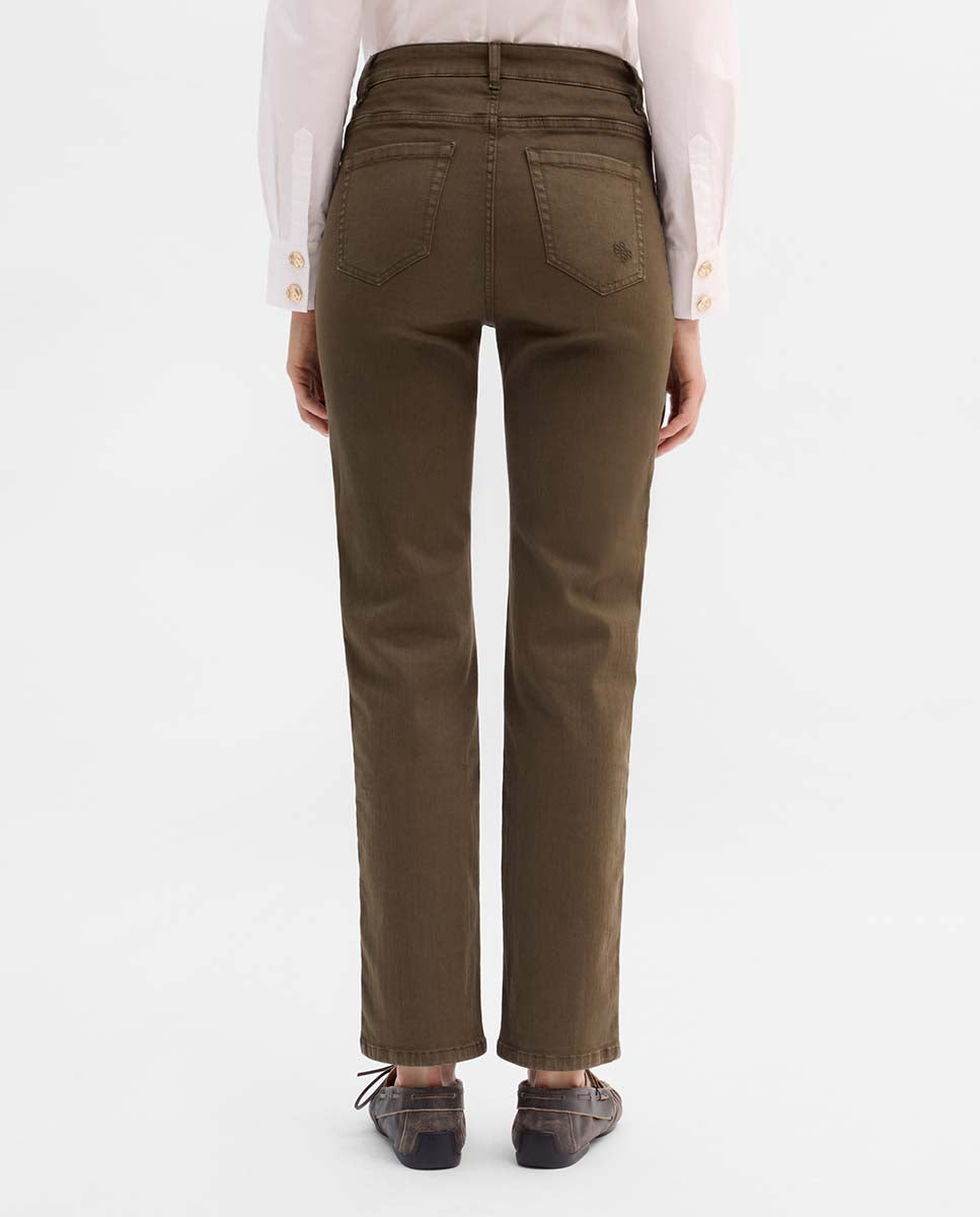 Pantalon slim broderie latérale
