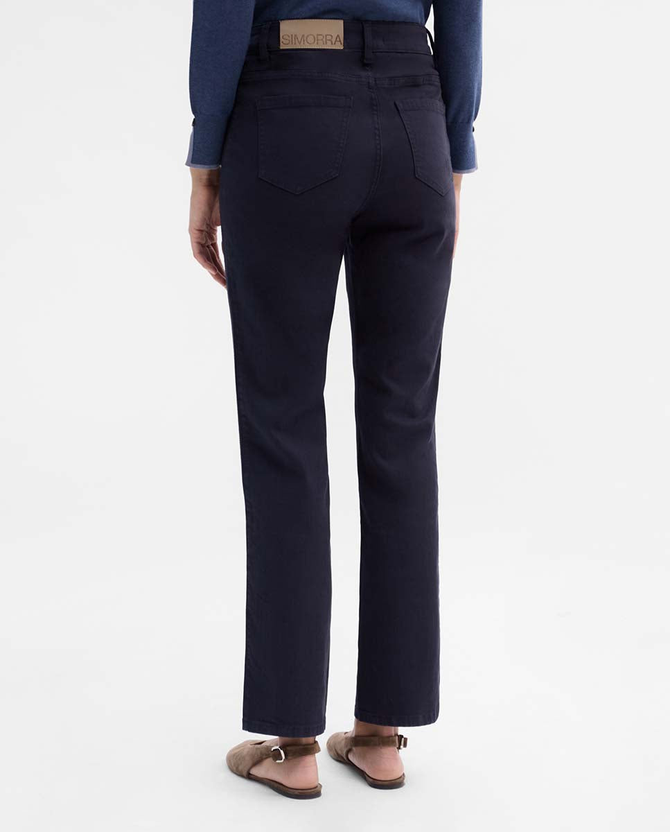 Pantalon slim broderie latérale