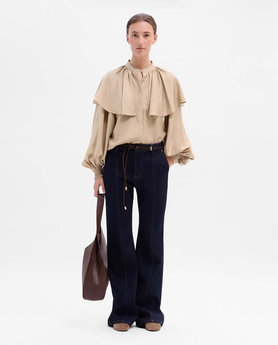 Puff sleeve cape blouse
