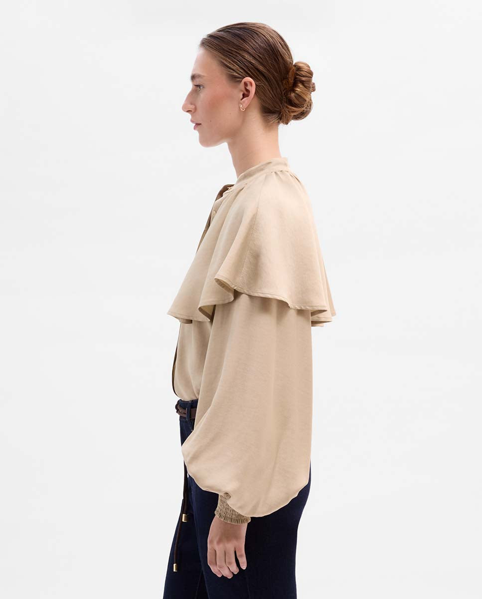 Puff sleeve cape blouse