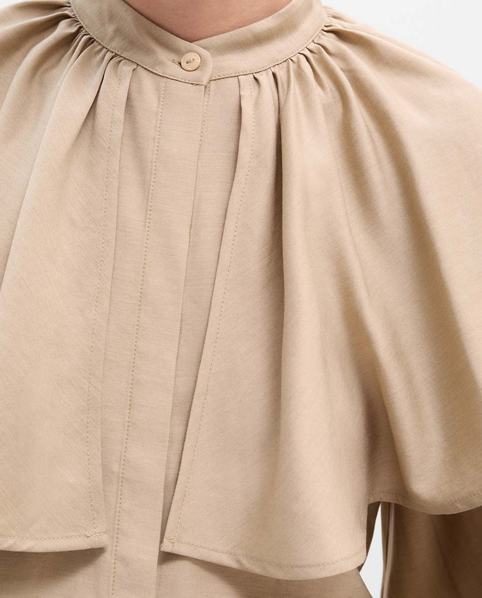 Puff sleeve cape blouse