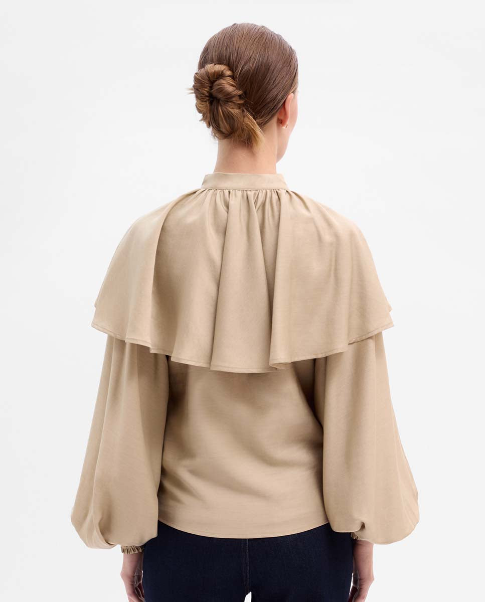 Puff sleeve cape blouse