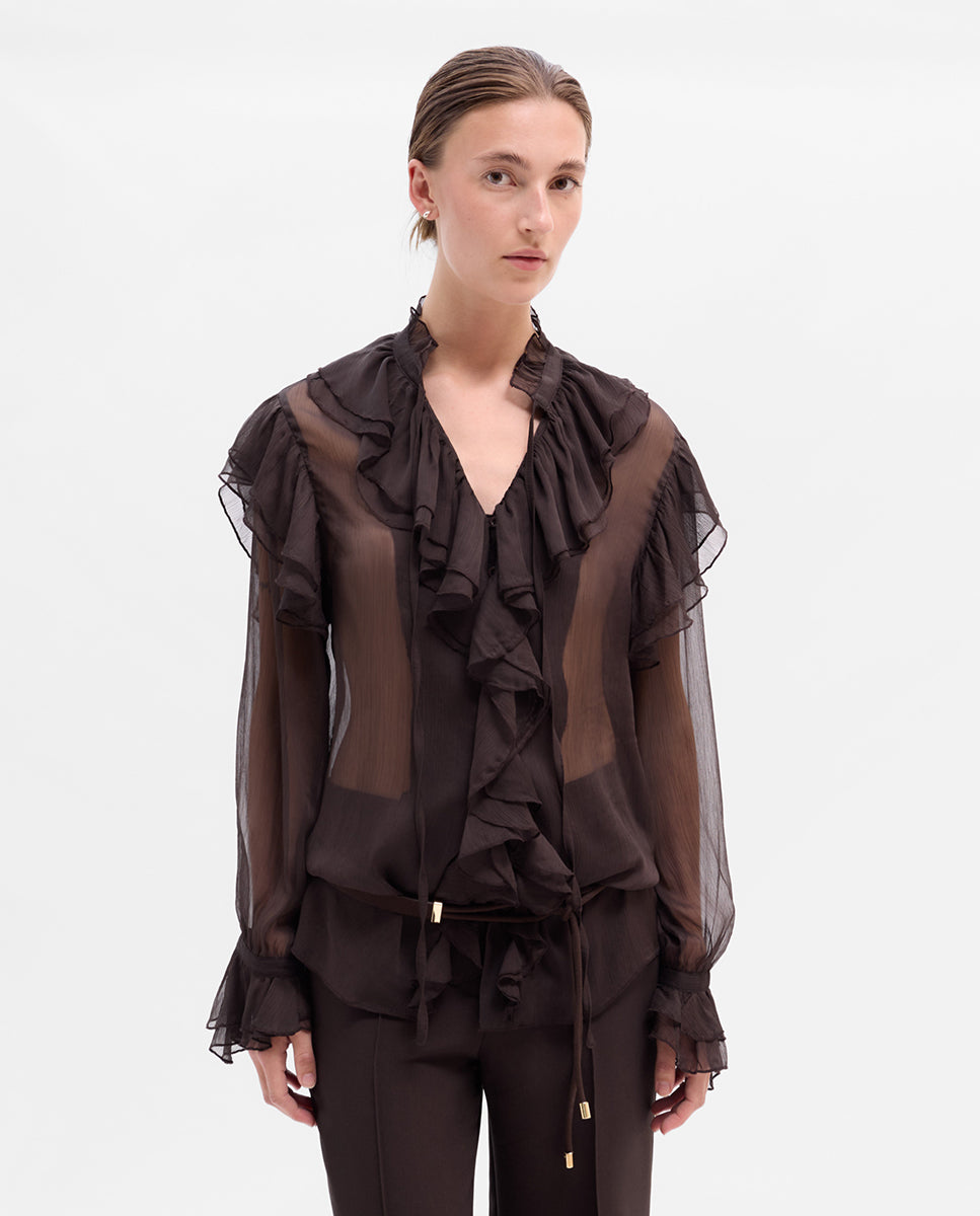 Flowy blouse with ruffles