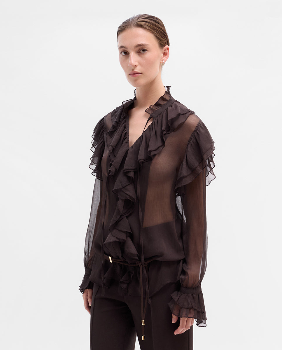 Flowy blouse with ruffles