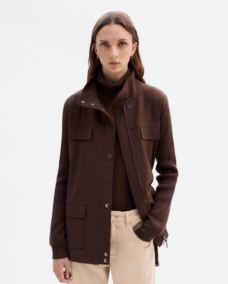 Chaqueta bimateria cinturón