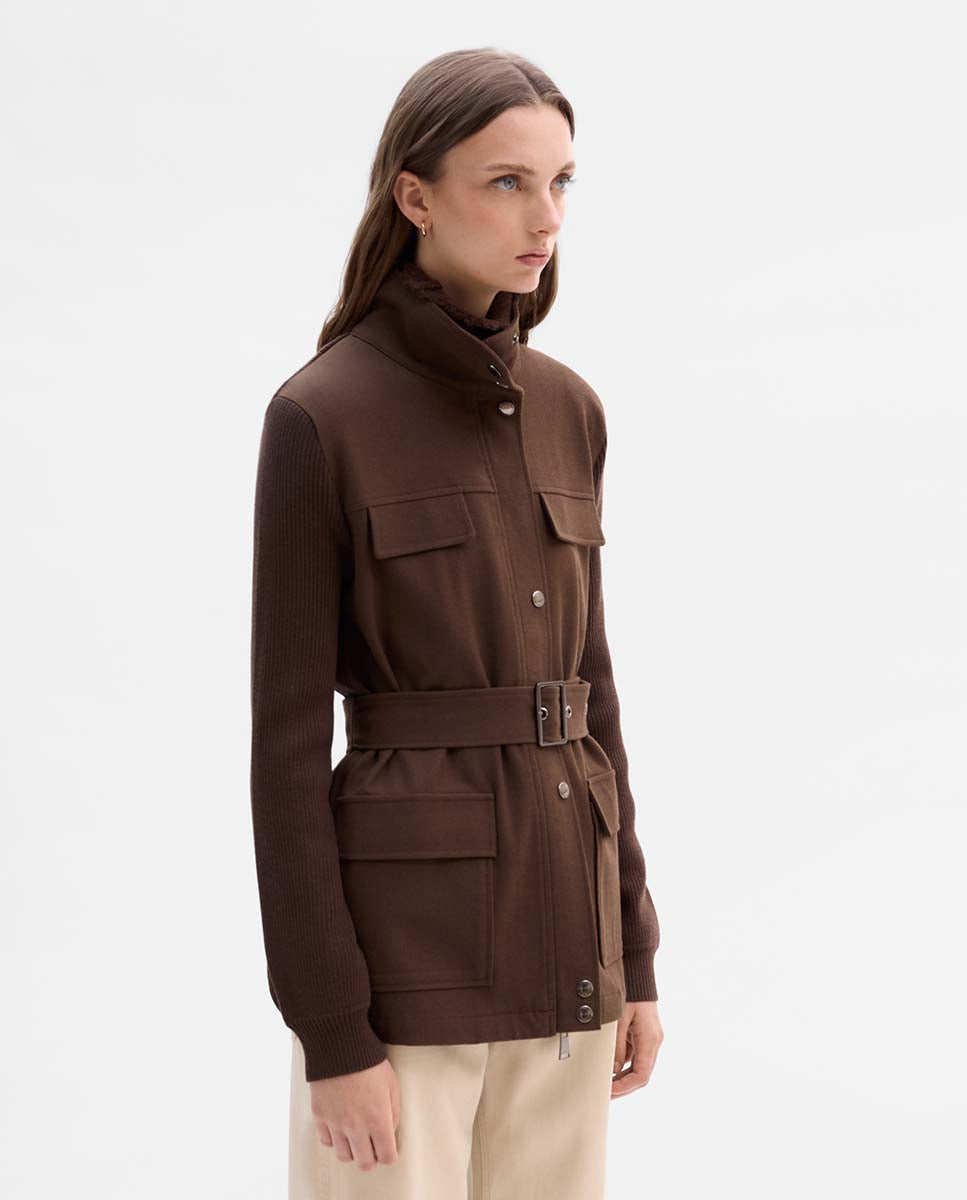 Chaqueta bimateria cinturón