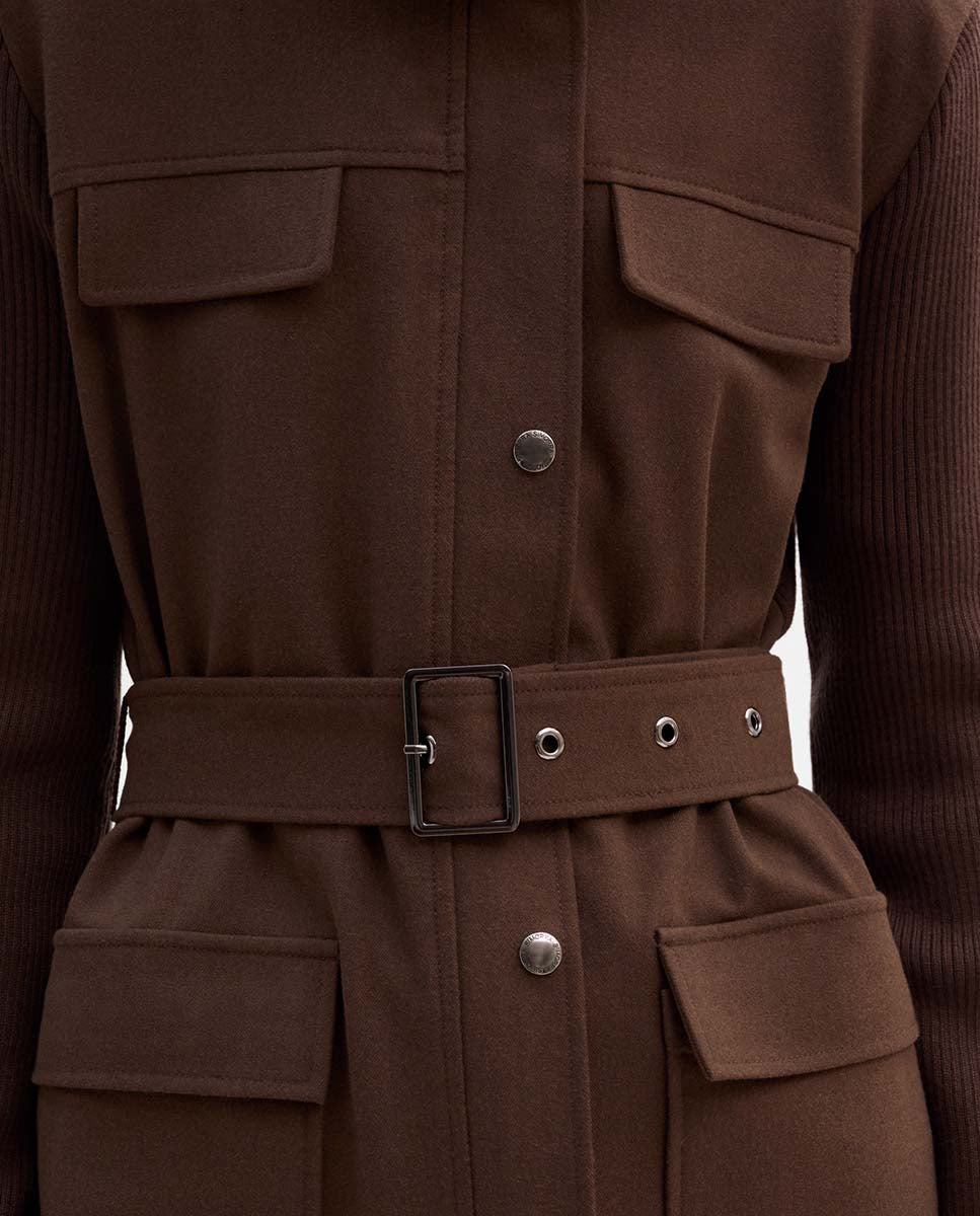 Chaqueta bimateria cinturón