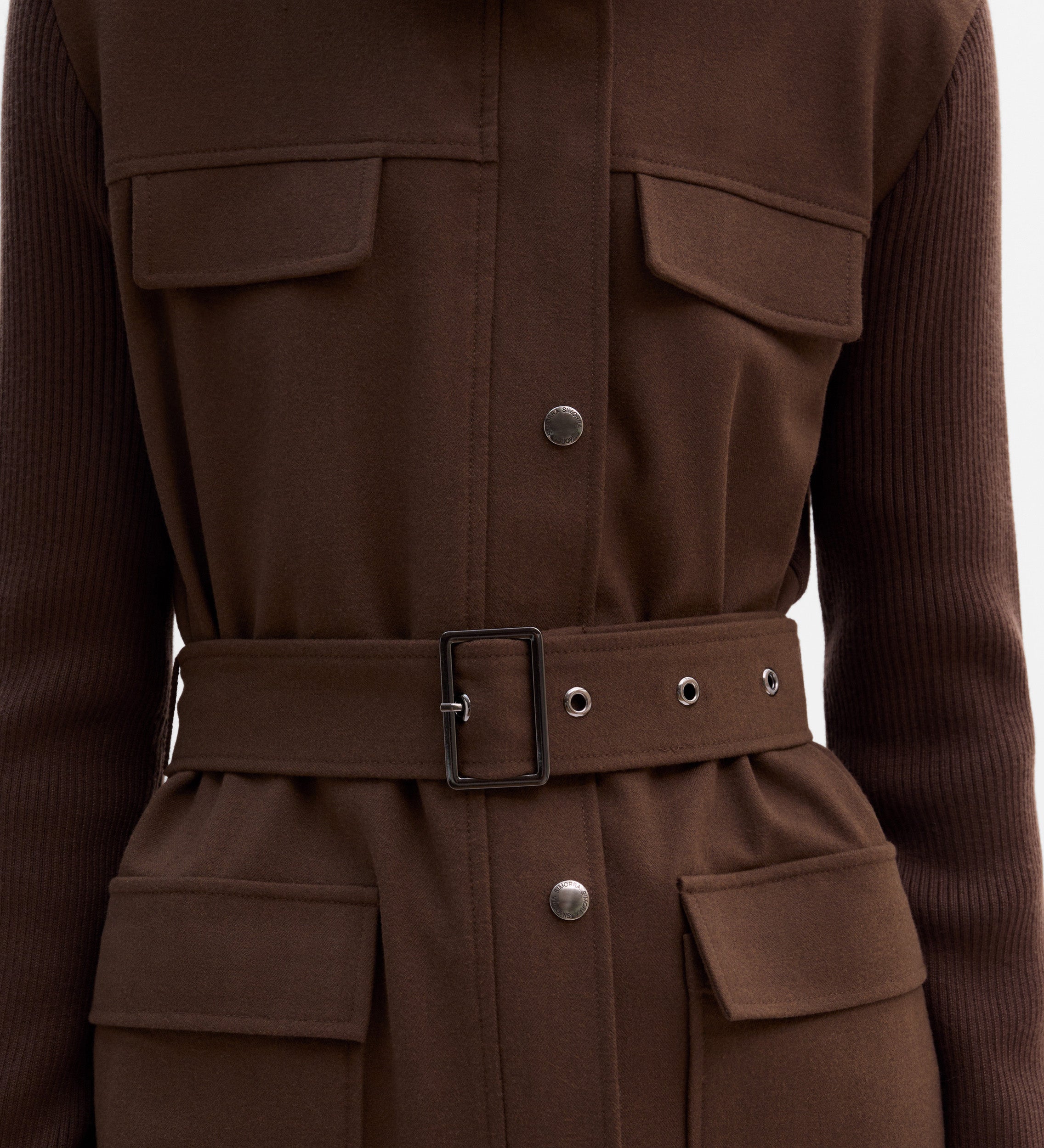 Chaqueta bimateria cinturón