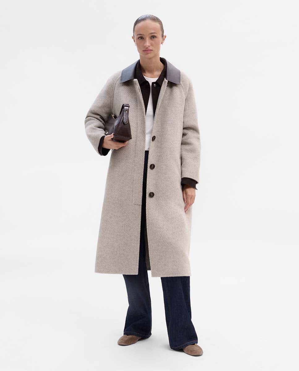 Manteau à col napa