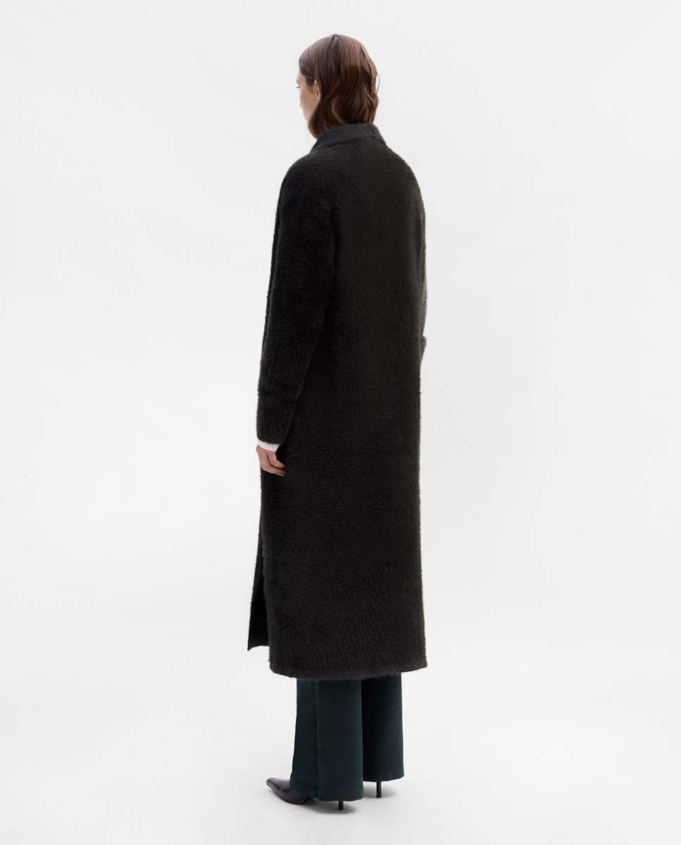 Fur-effect tricot cardigan