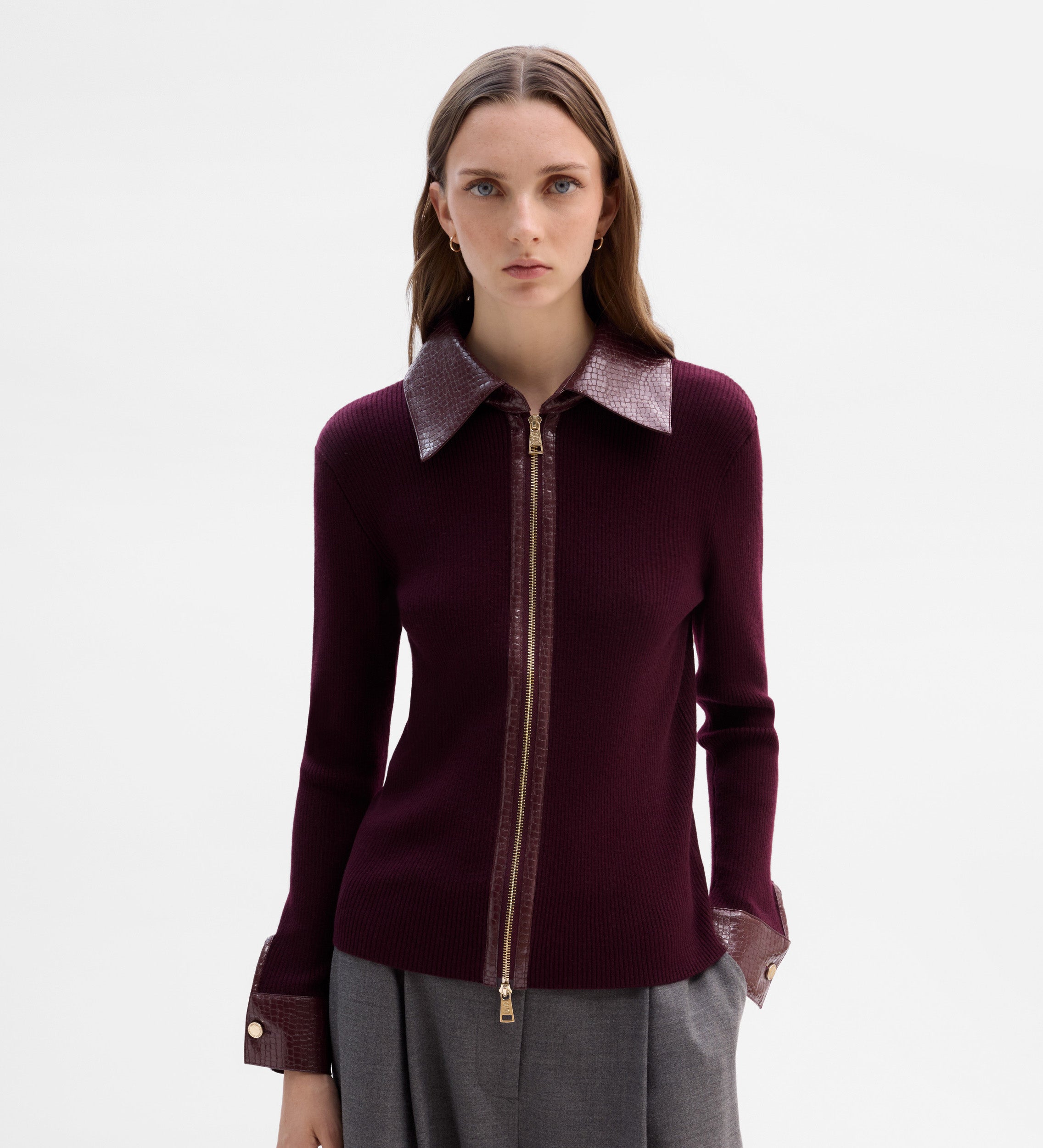 Chaqueta de punto combinado