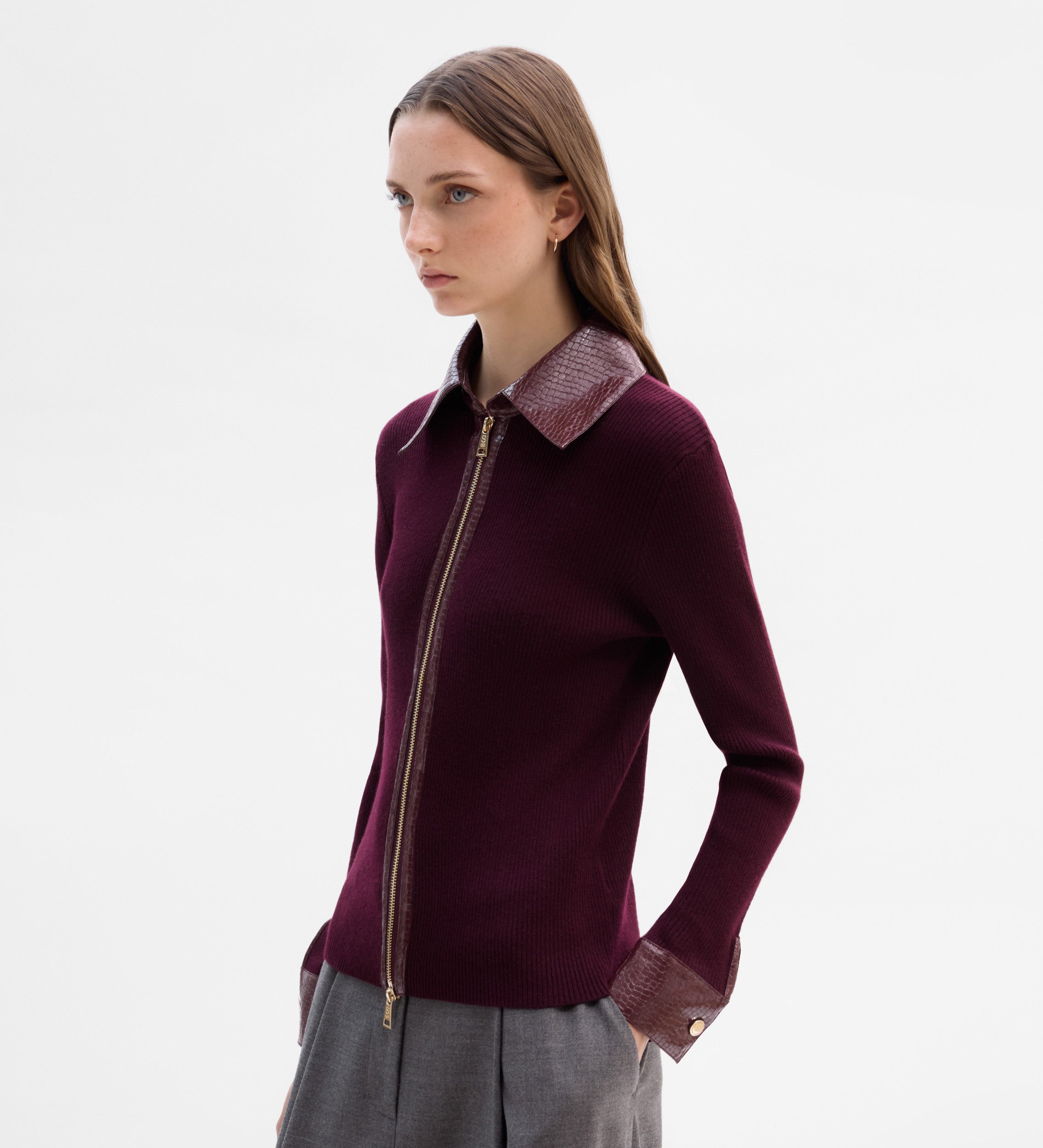 Chaqueta de punto combinado