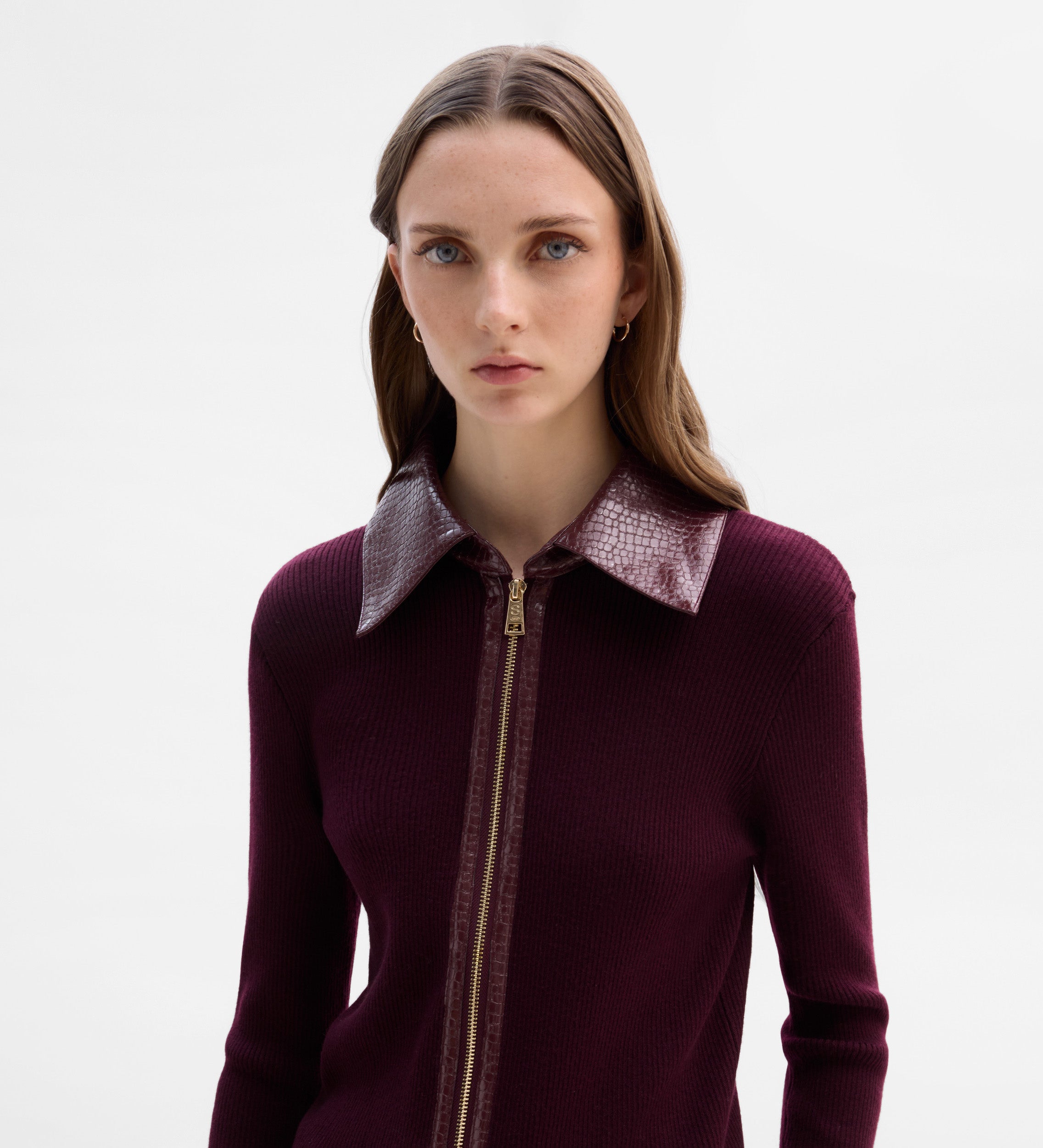 Chaqueta de punto combinado