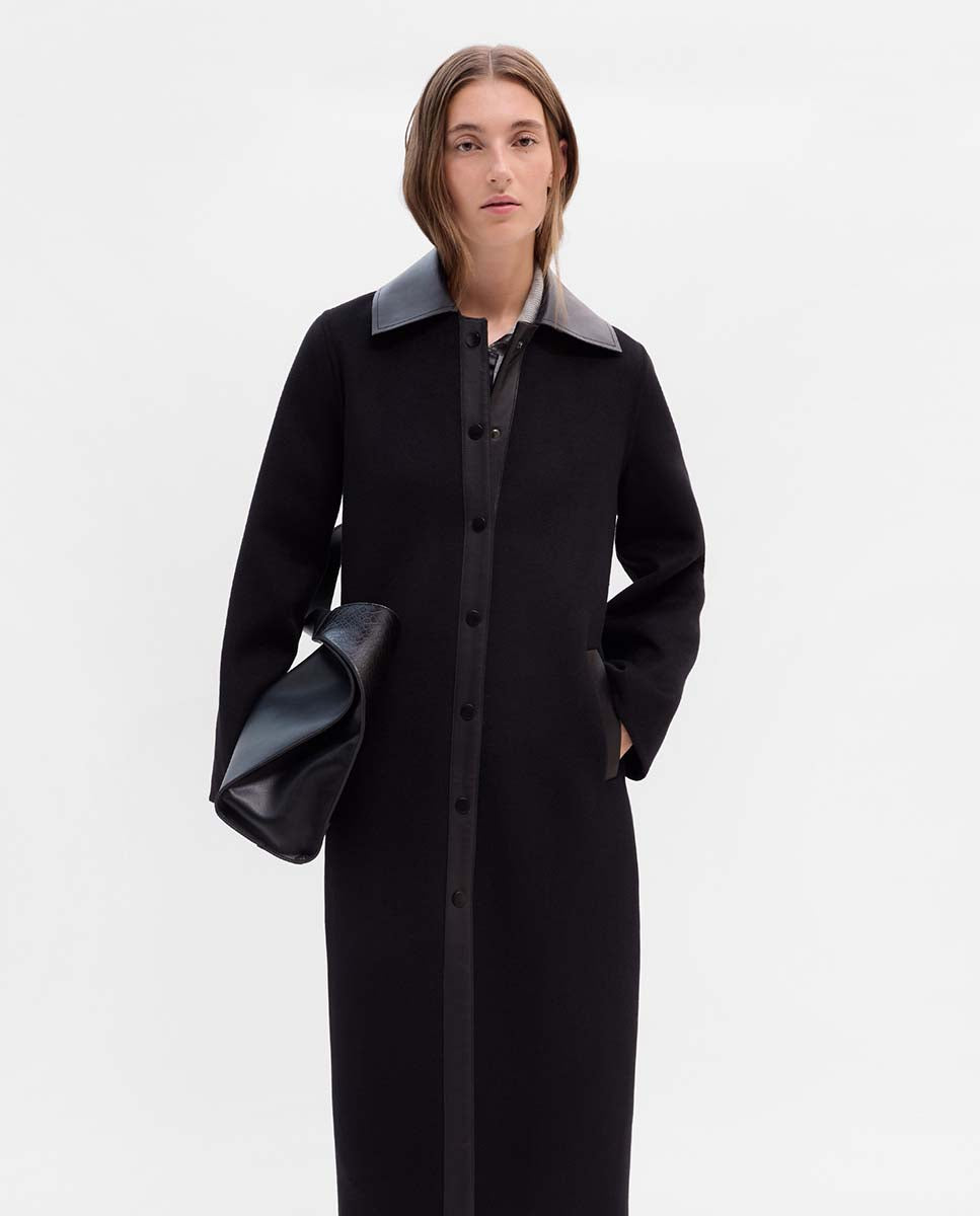 Long bi-material coat