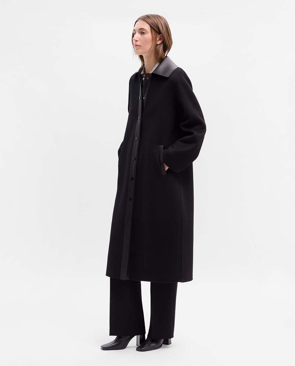 Long bi-material coat