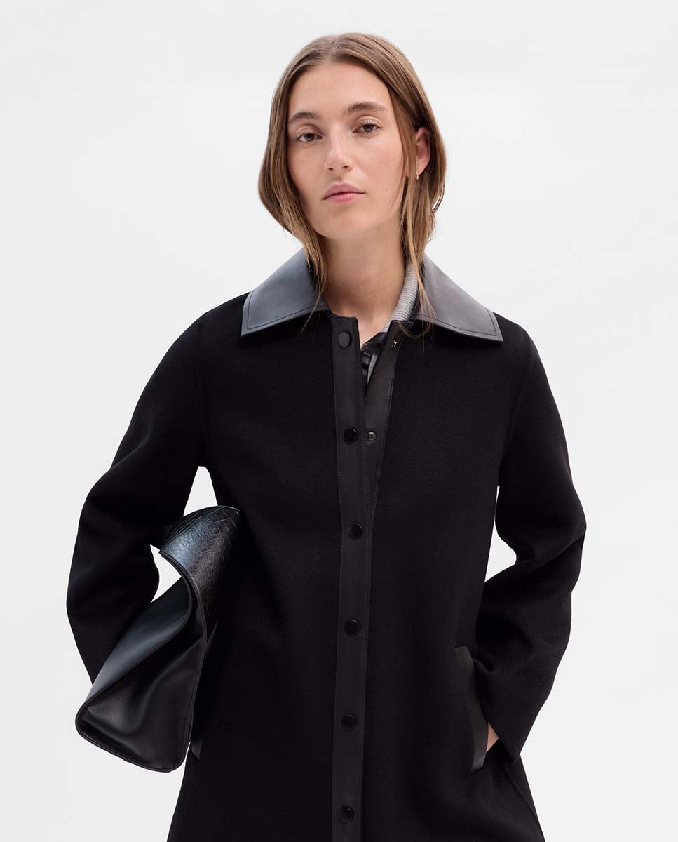 Long bi-material coat