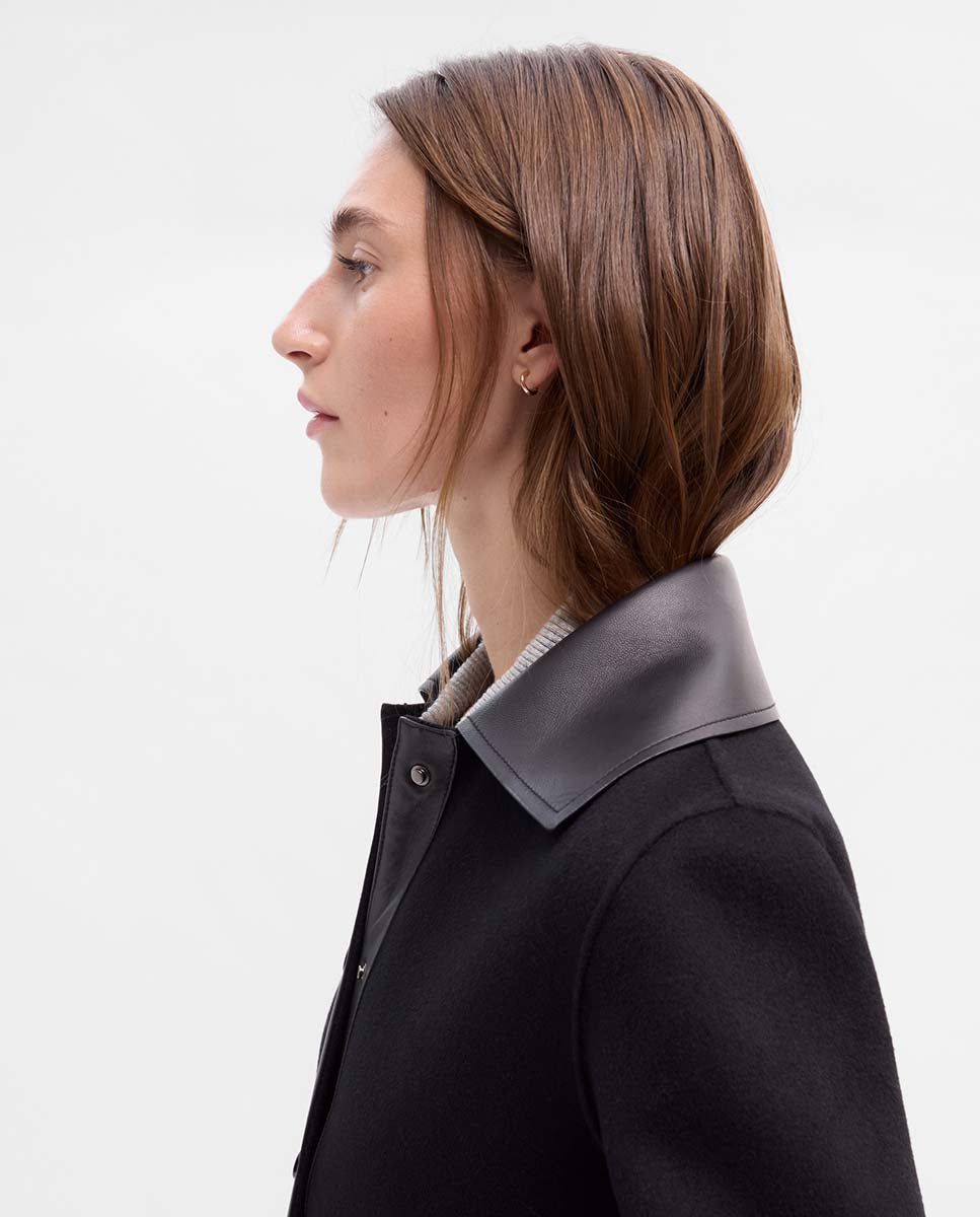 Long bi-material coat
