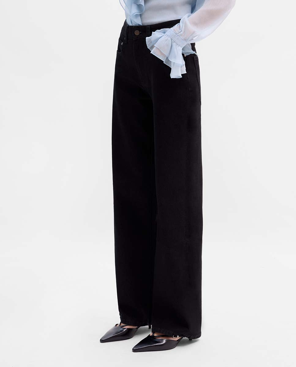 Straight cotton twill trousers
