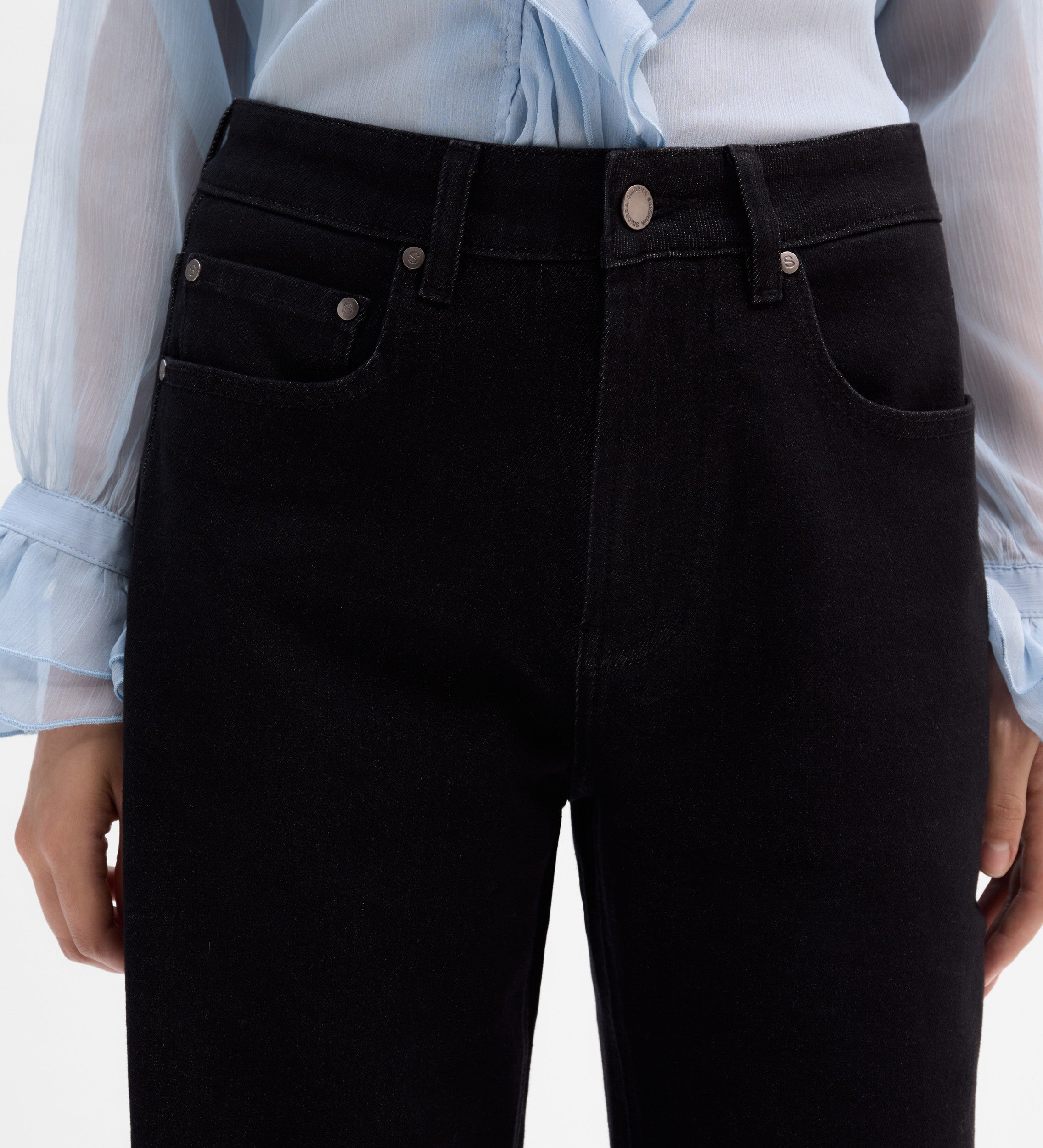 Pantalón recto sarga algodón