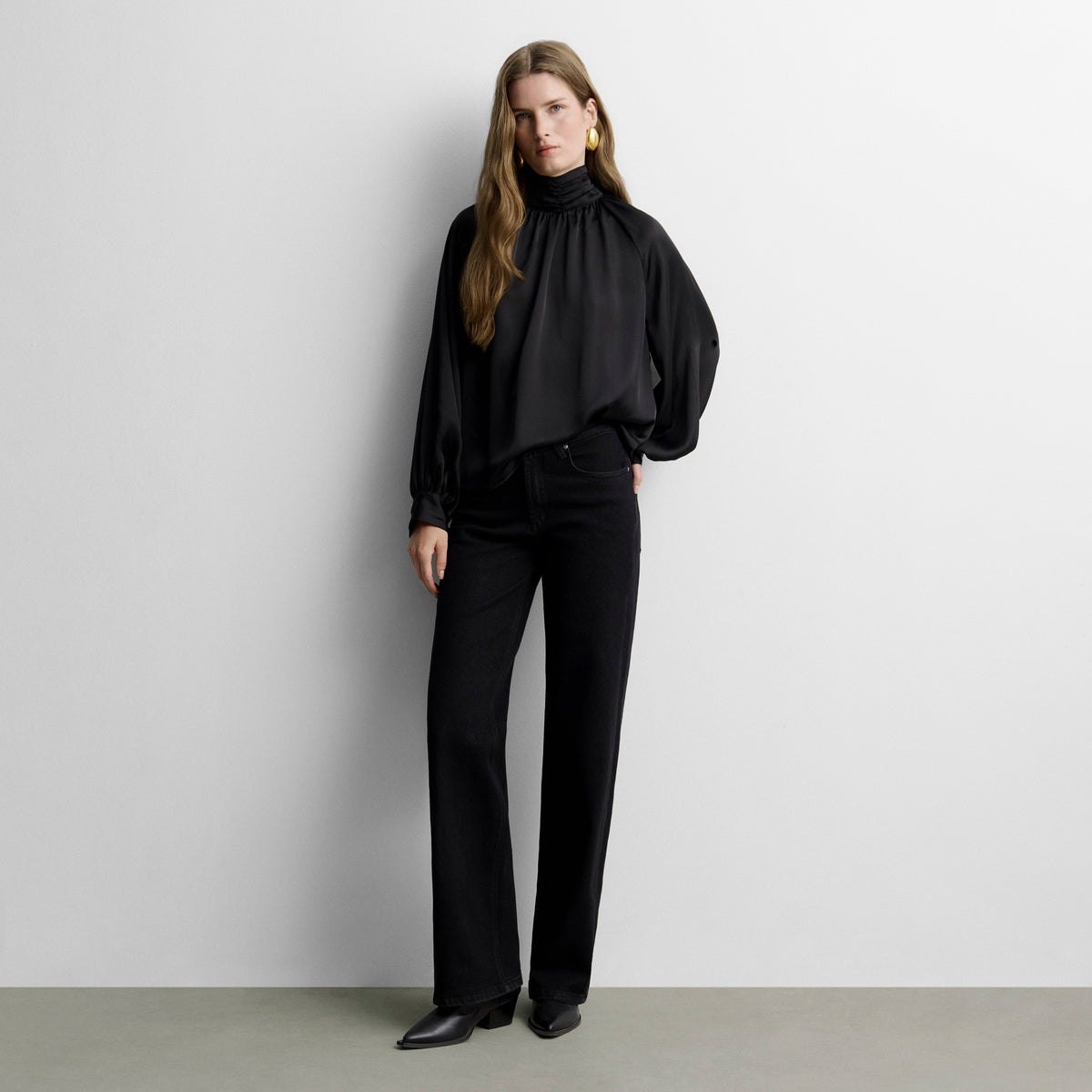 Straight cotton twill pants