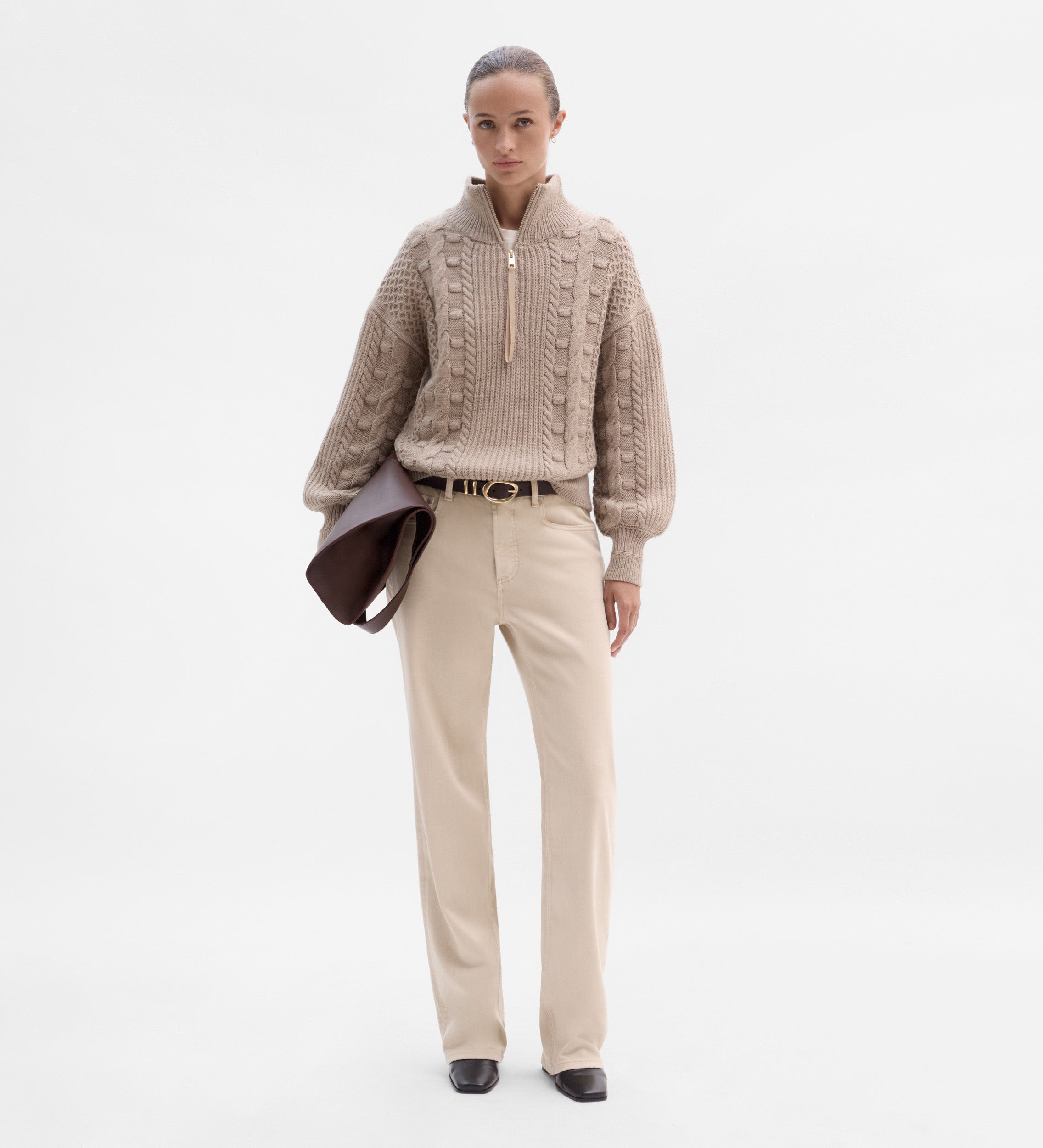 Straight cotton twill pants