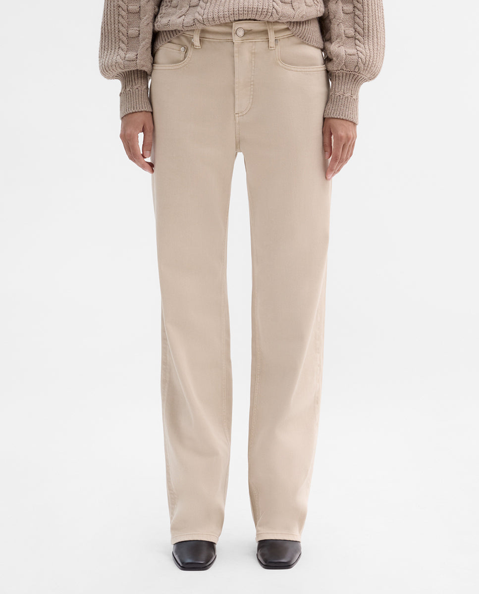 Straight cotton twill trousers