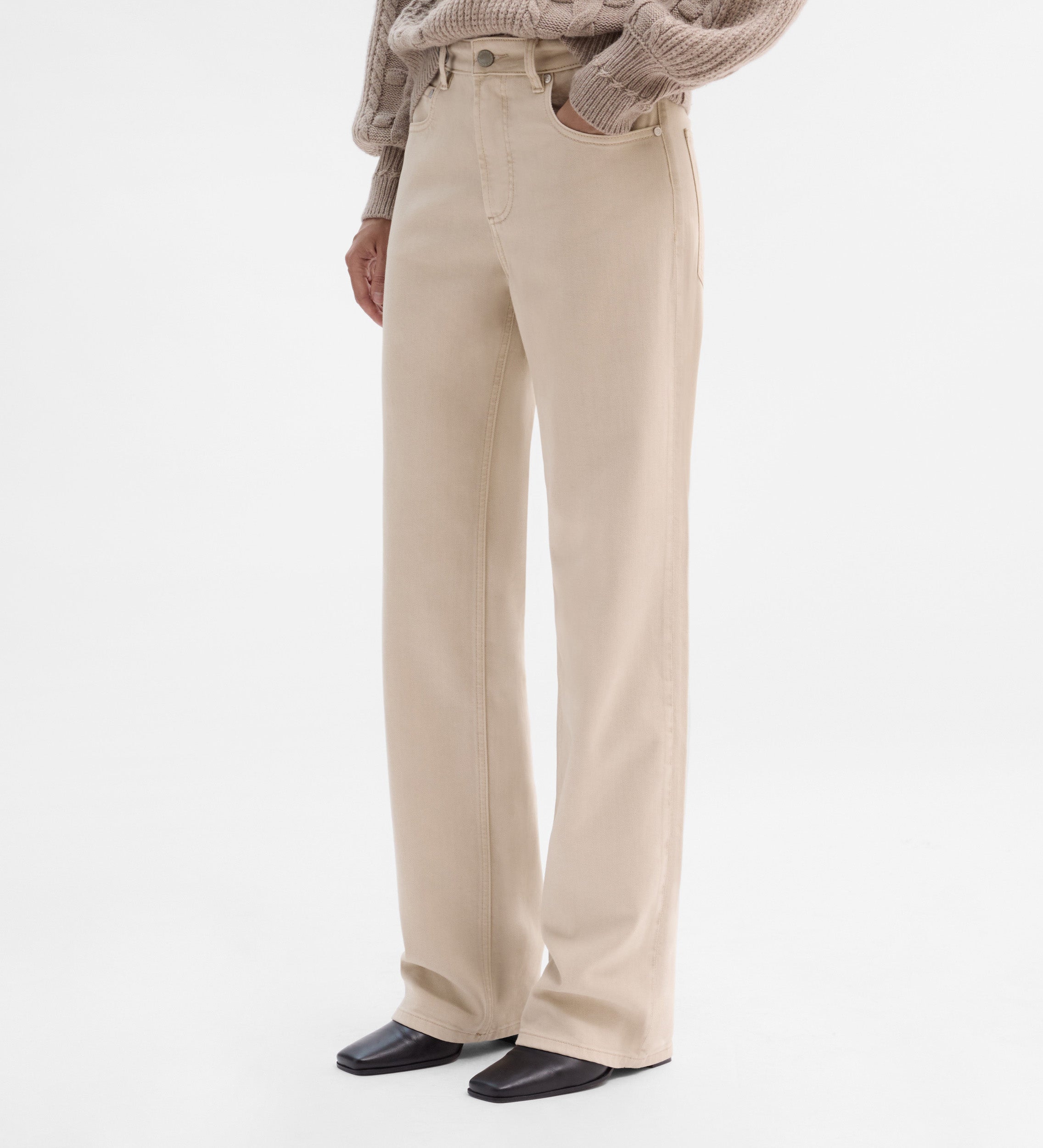 Pantalón recto sarga algodón