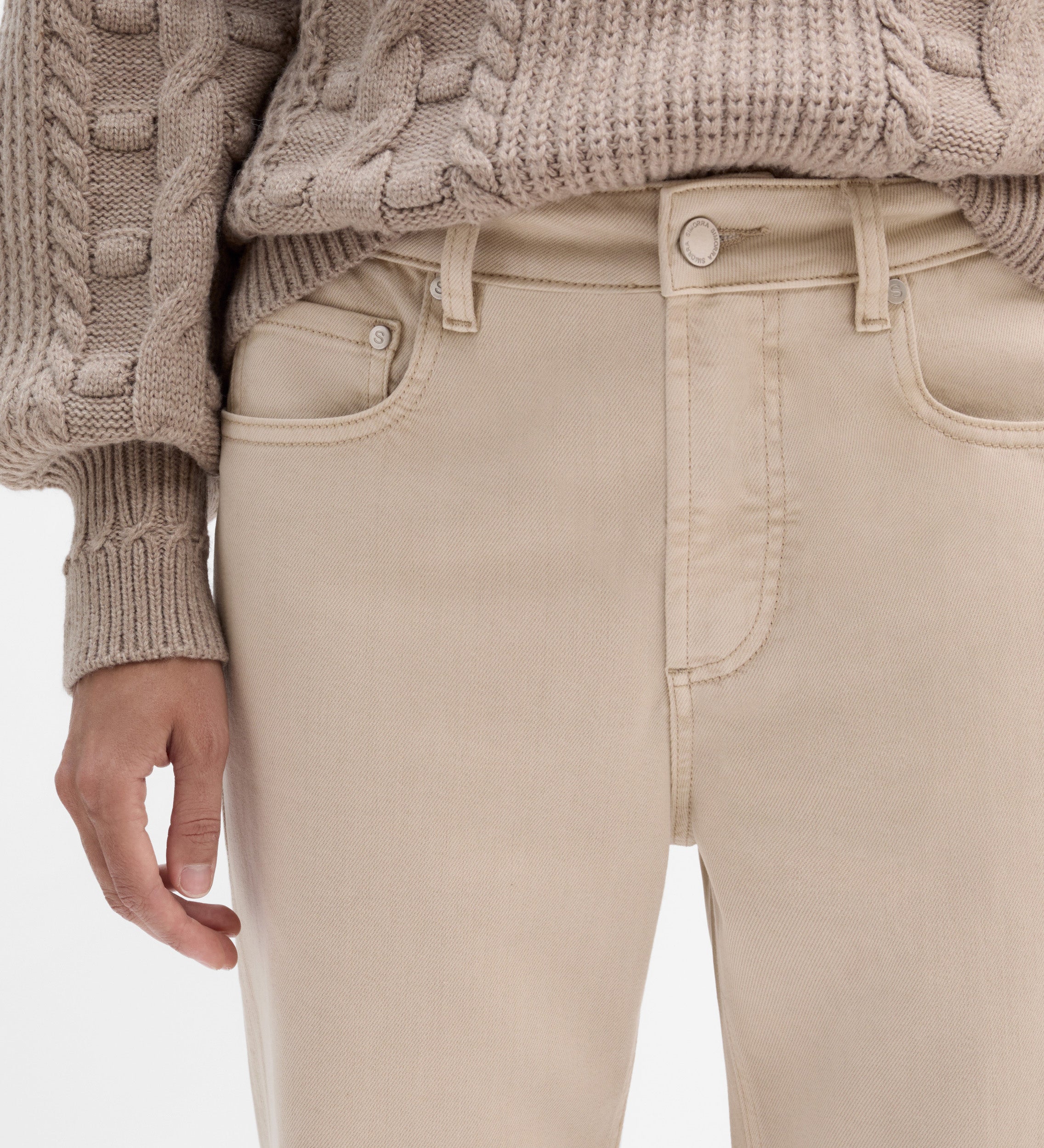 Pantalón recto sarga algodón