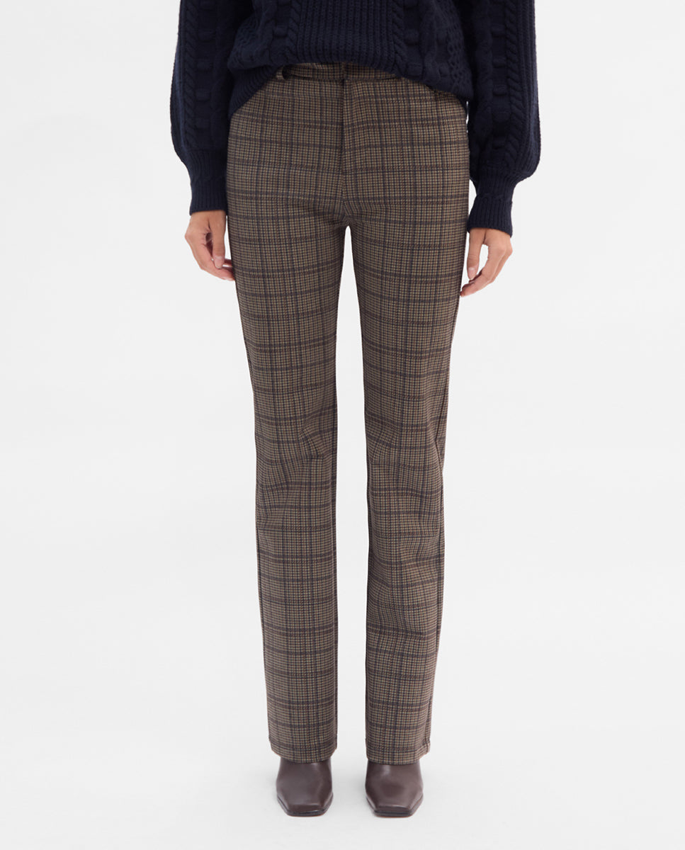 Elastic plaid pants
