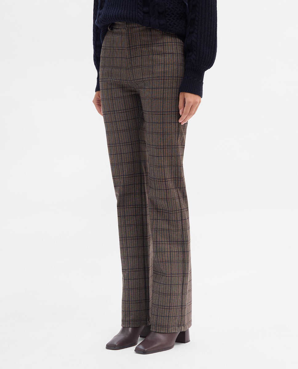 Elastic plaid pants