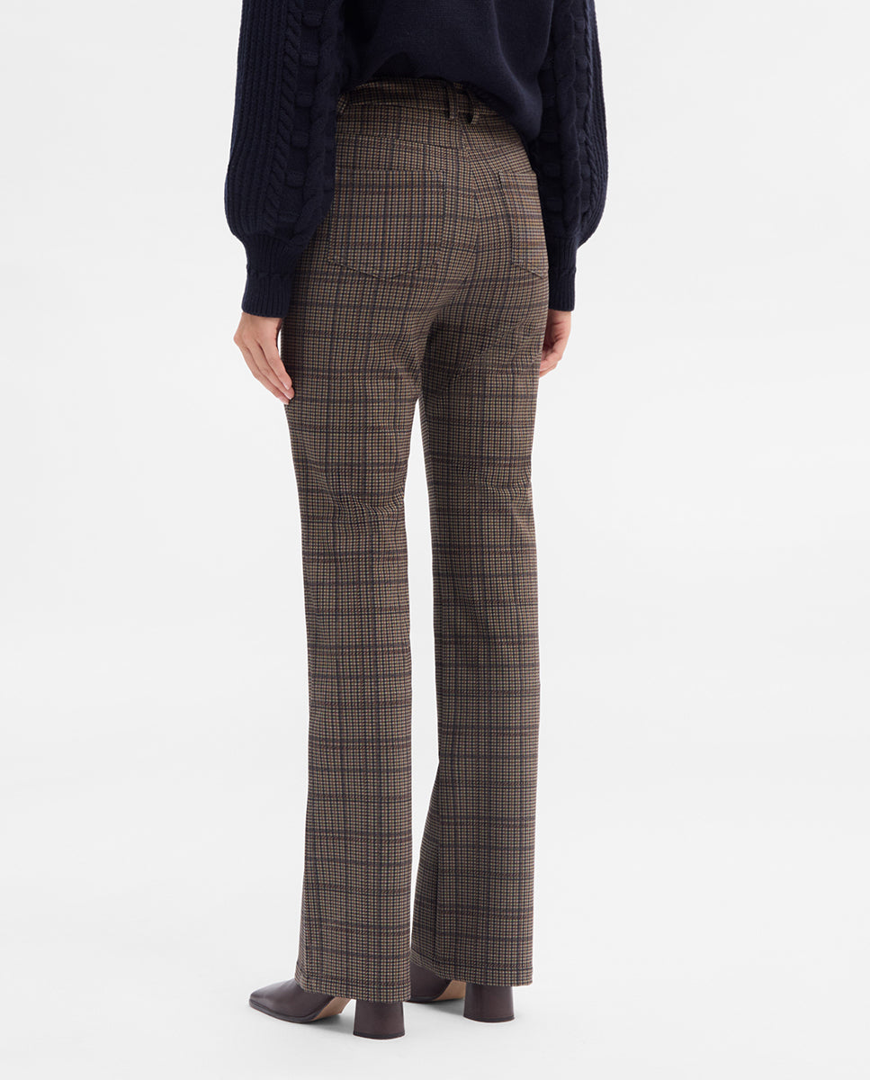Elastic plaid pants