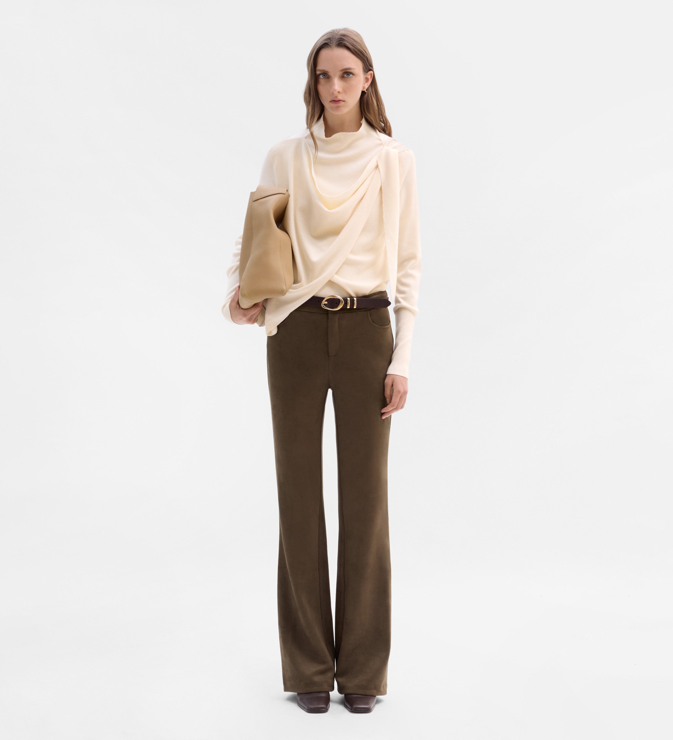 Flared suede pants