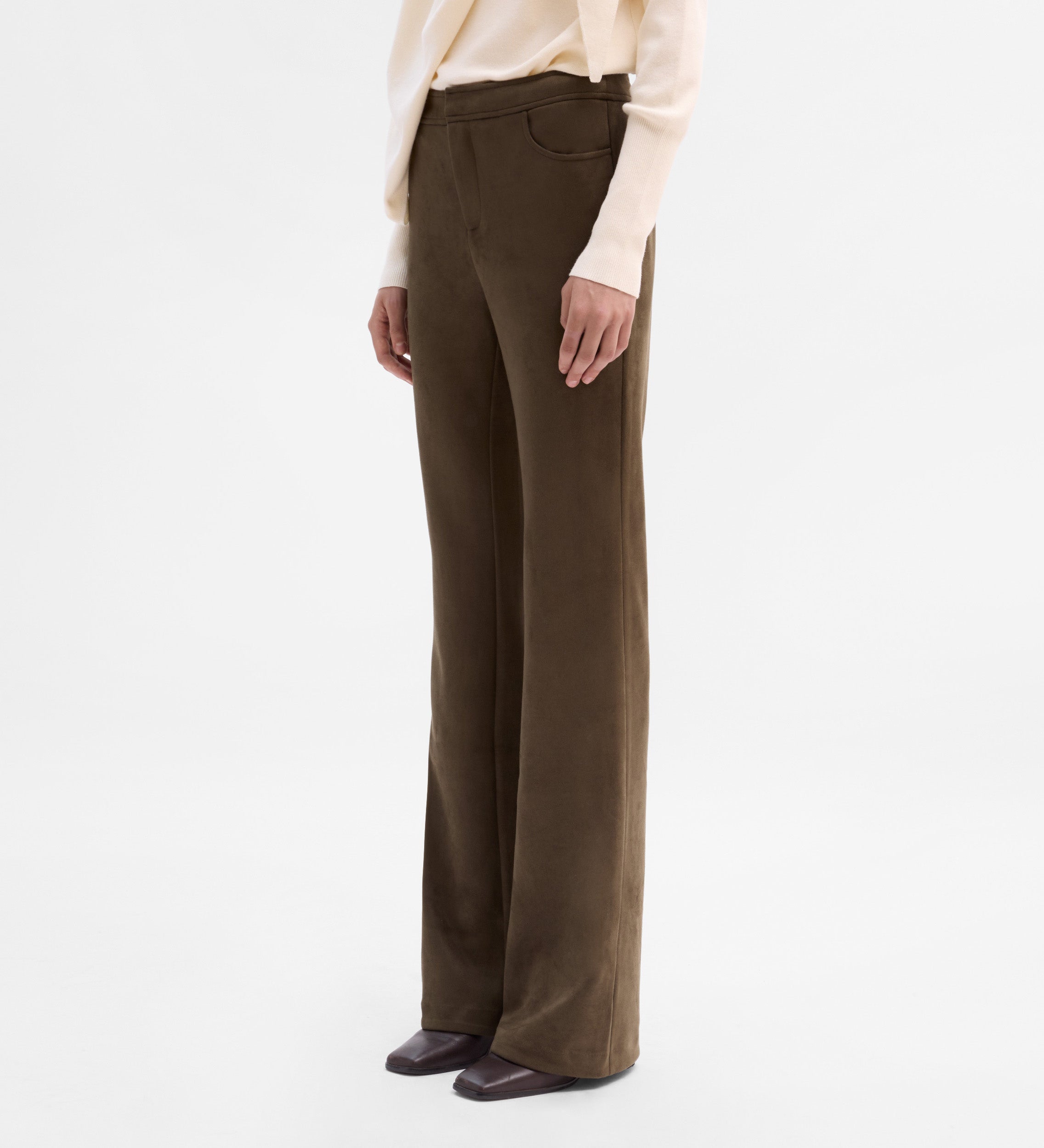 Flared suede pants