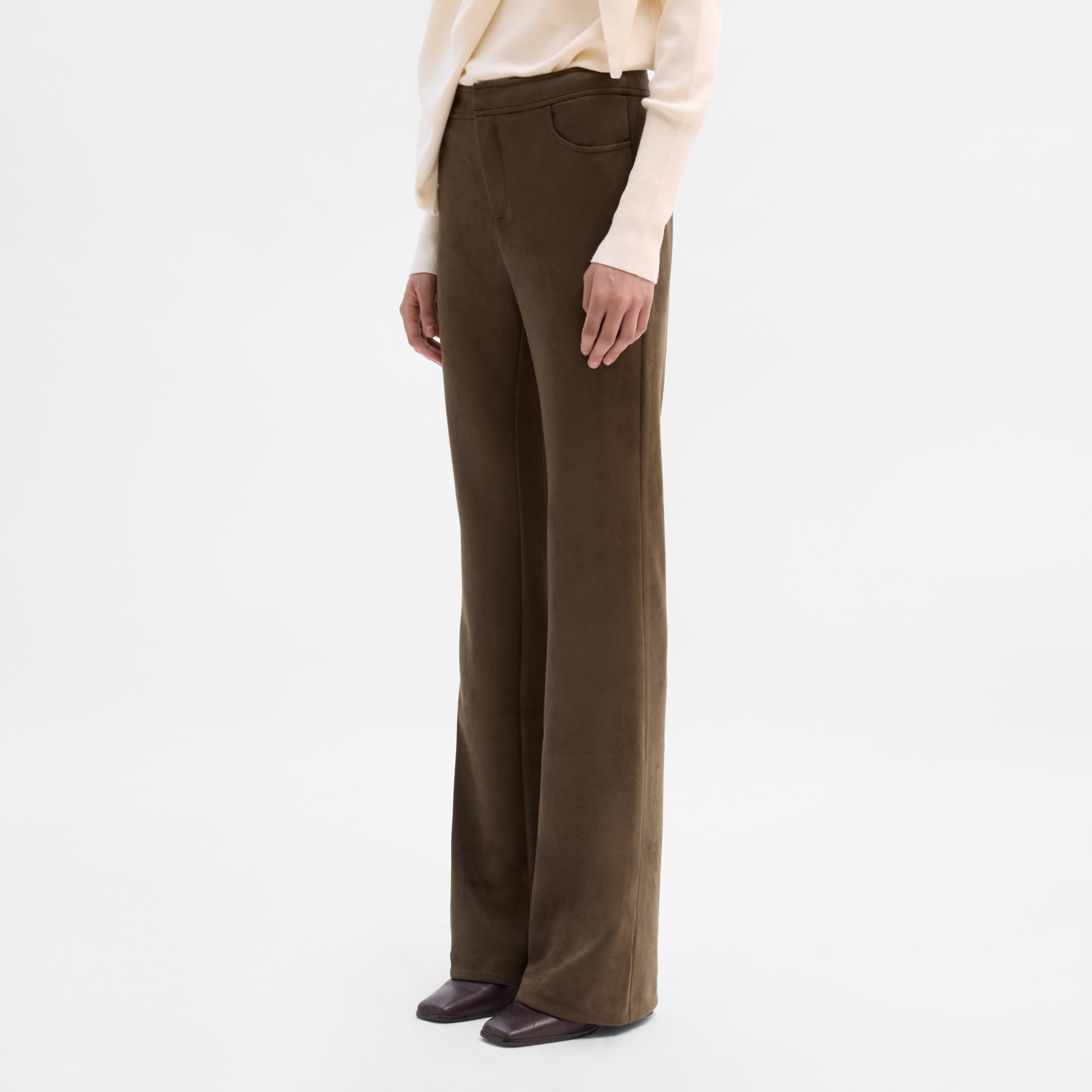 Pantalon évasé en daim