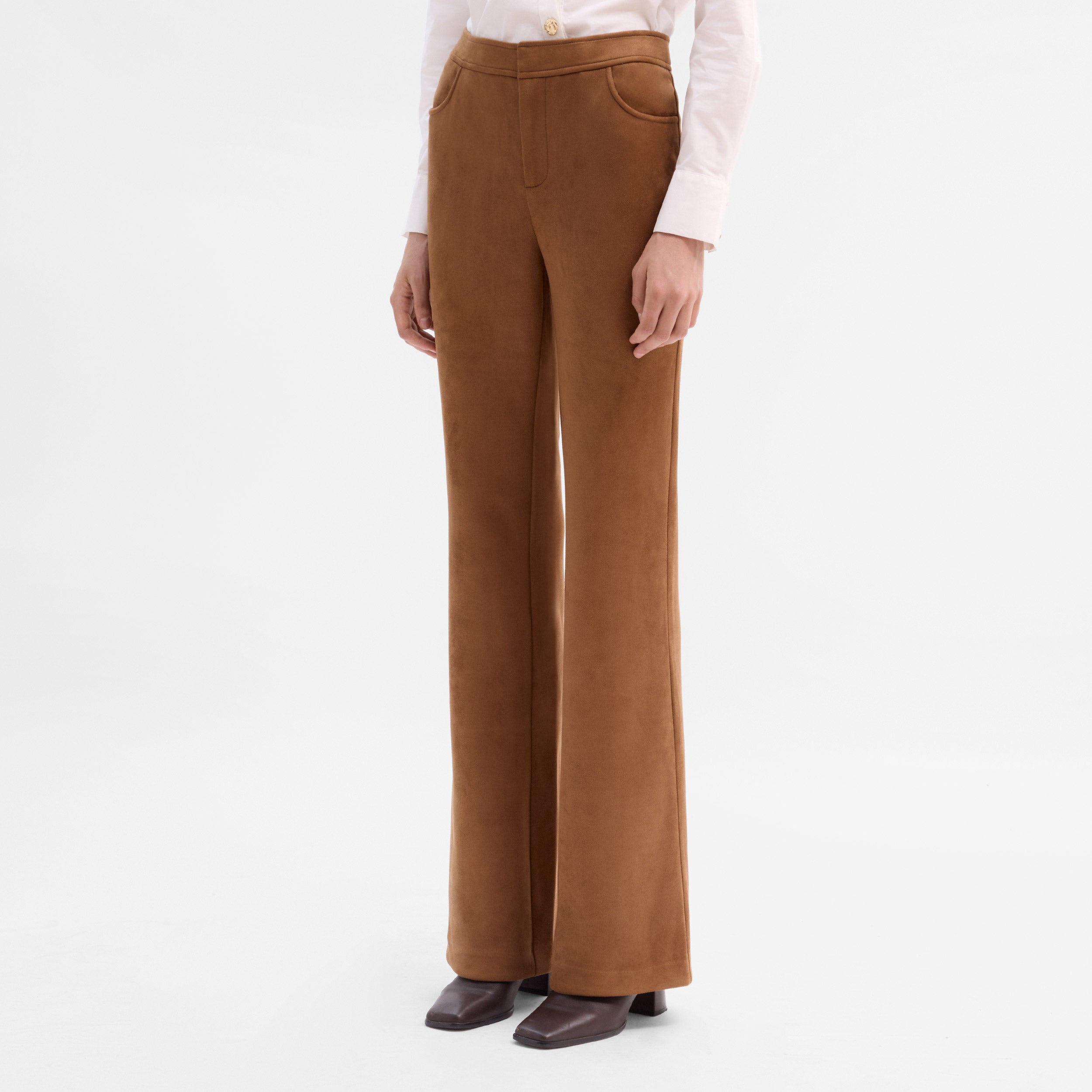 Flared suede trousers