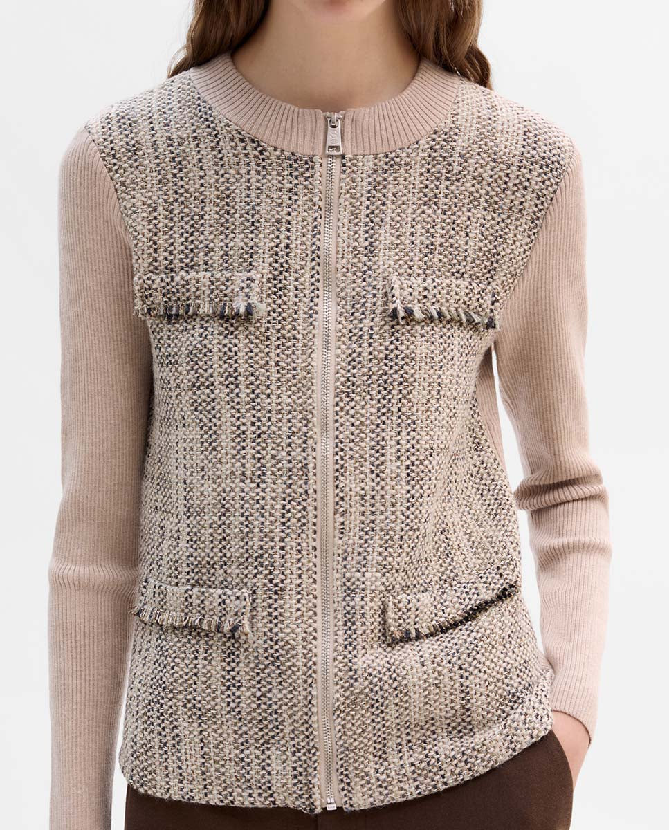 Chaqueta de punto bimateria