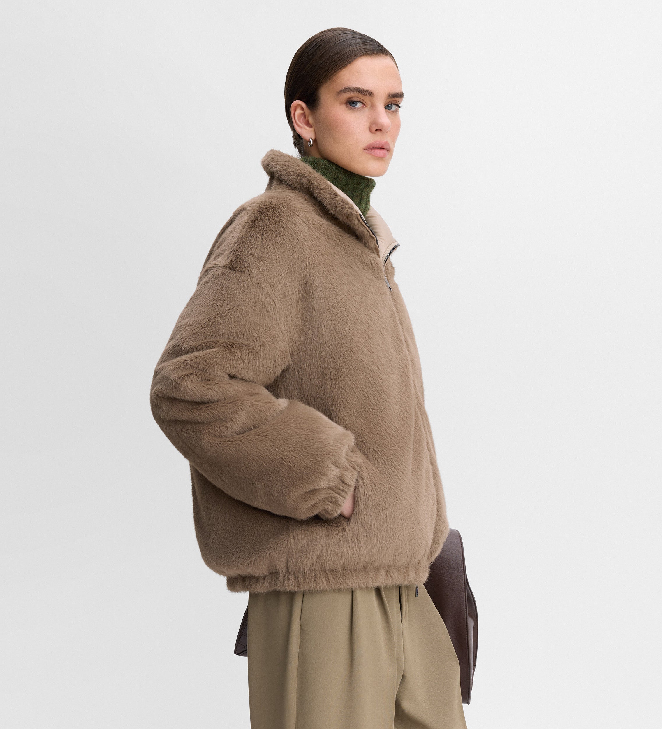 Doudoune réversible effet fourrure