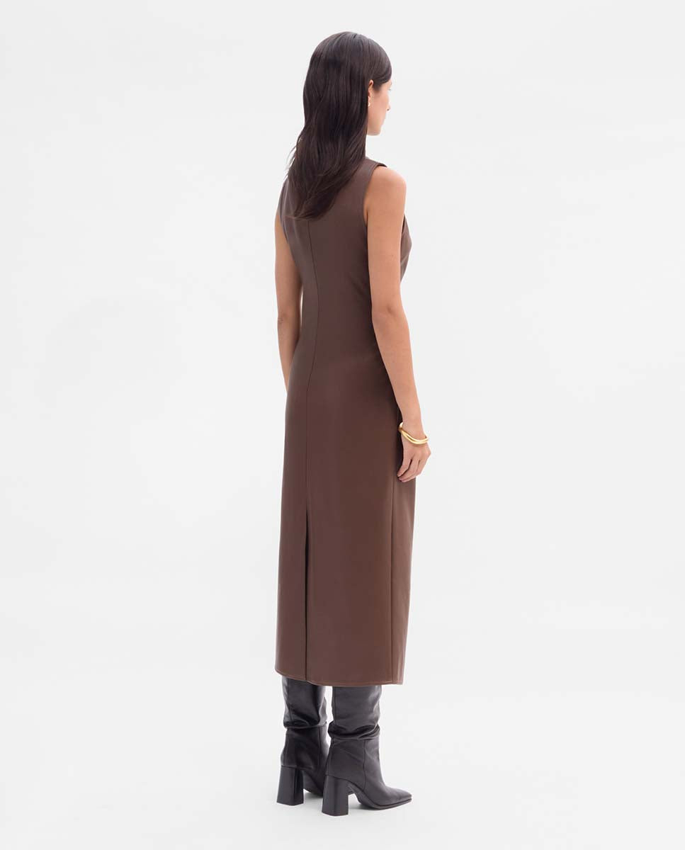 Vestido drapeado ecopiel