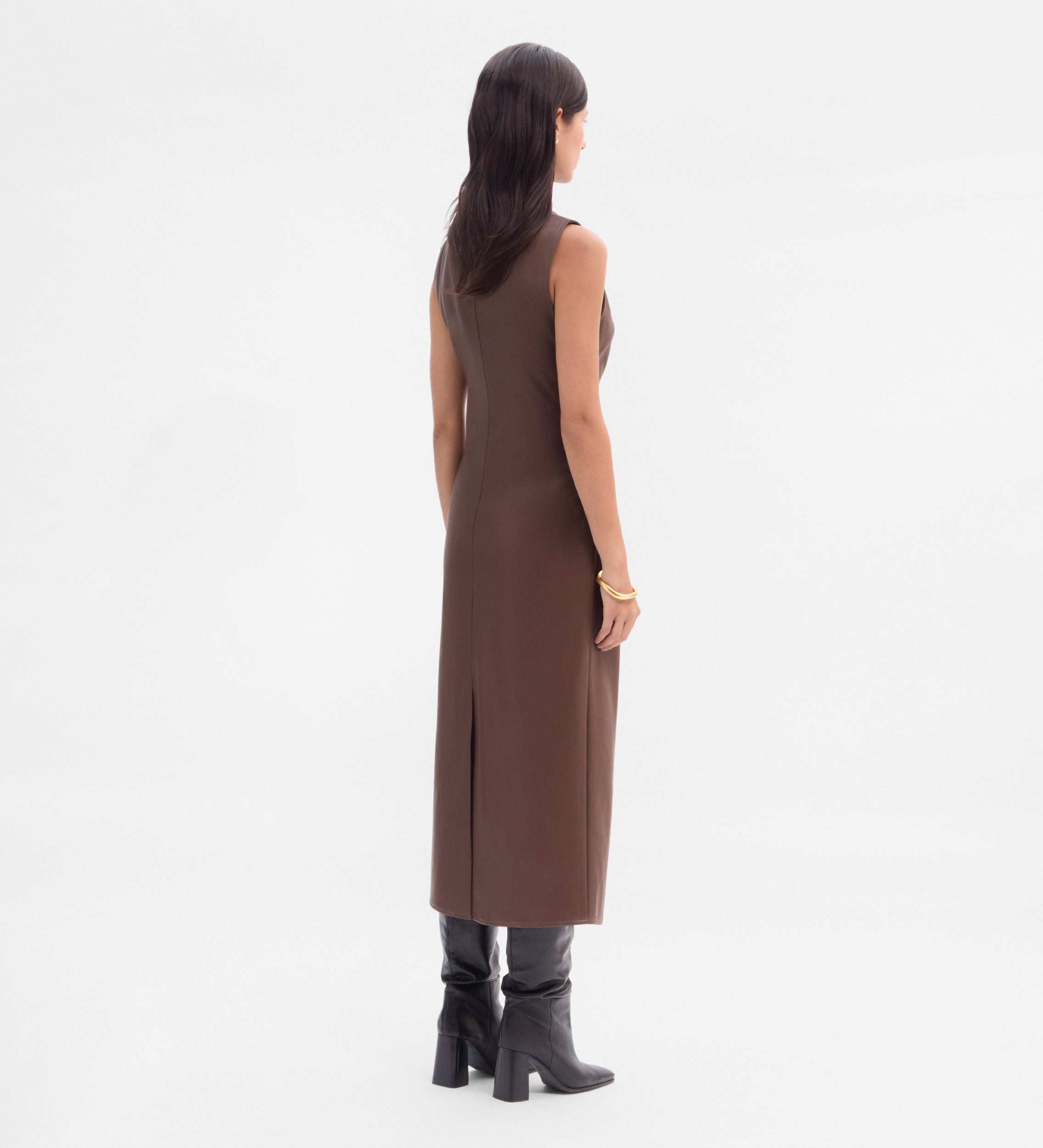 Vestido drapeado efecto piel