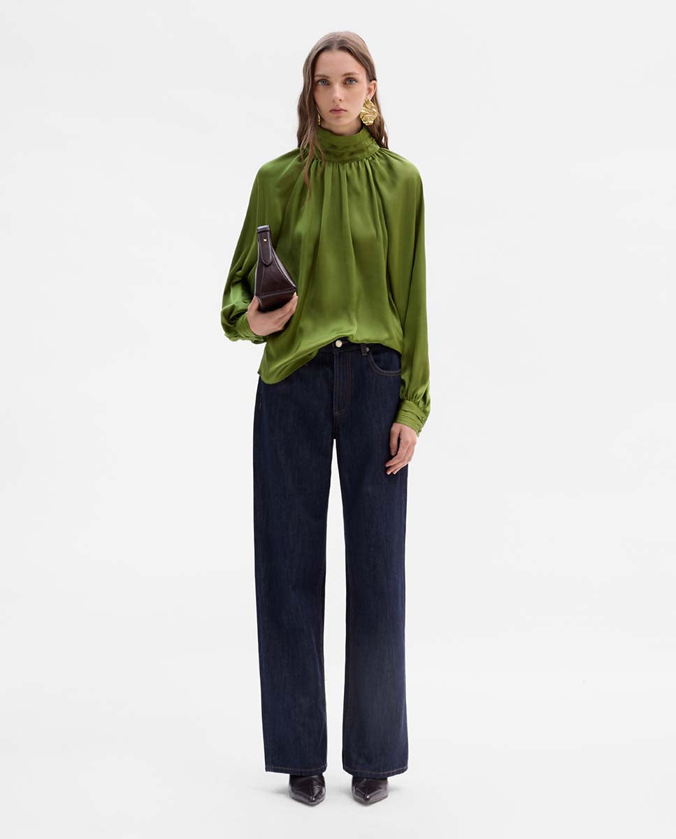 Flowing high-neck blouse
