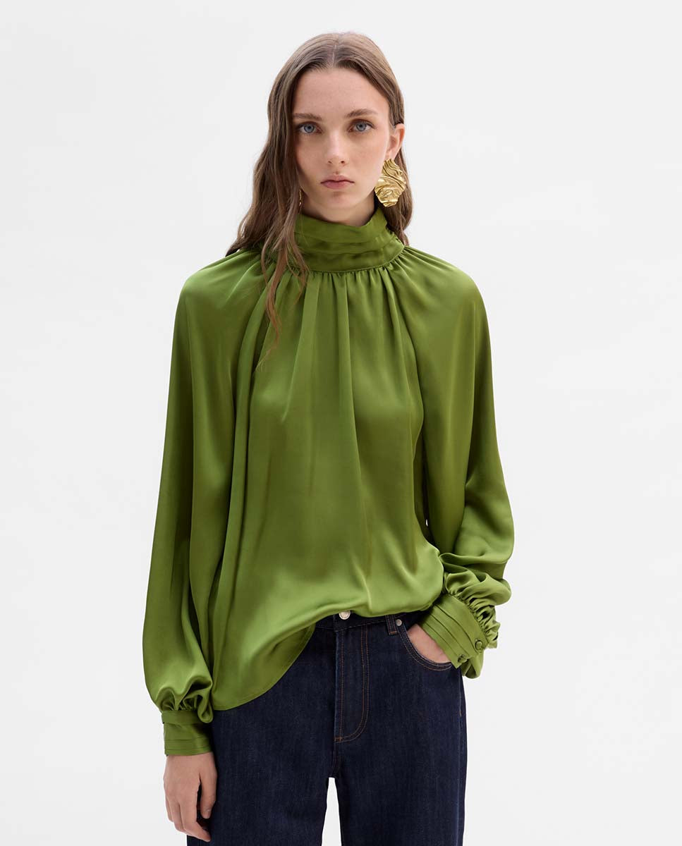 Flowing high-neck blouse
