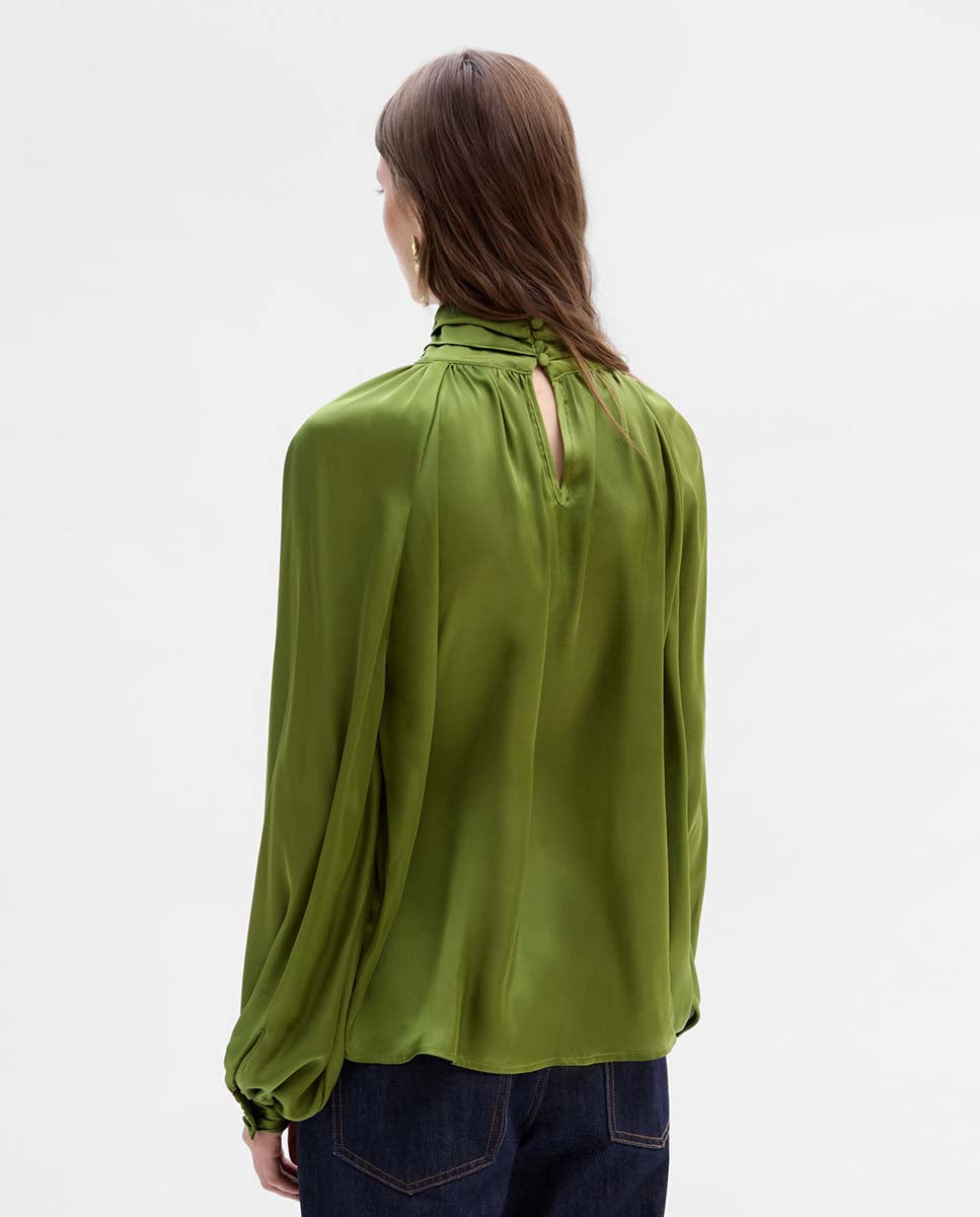 Flowing high-neck blouse