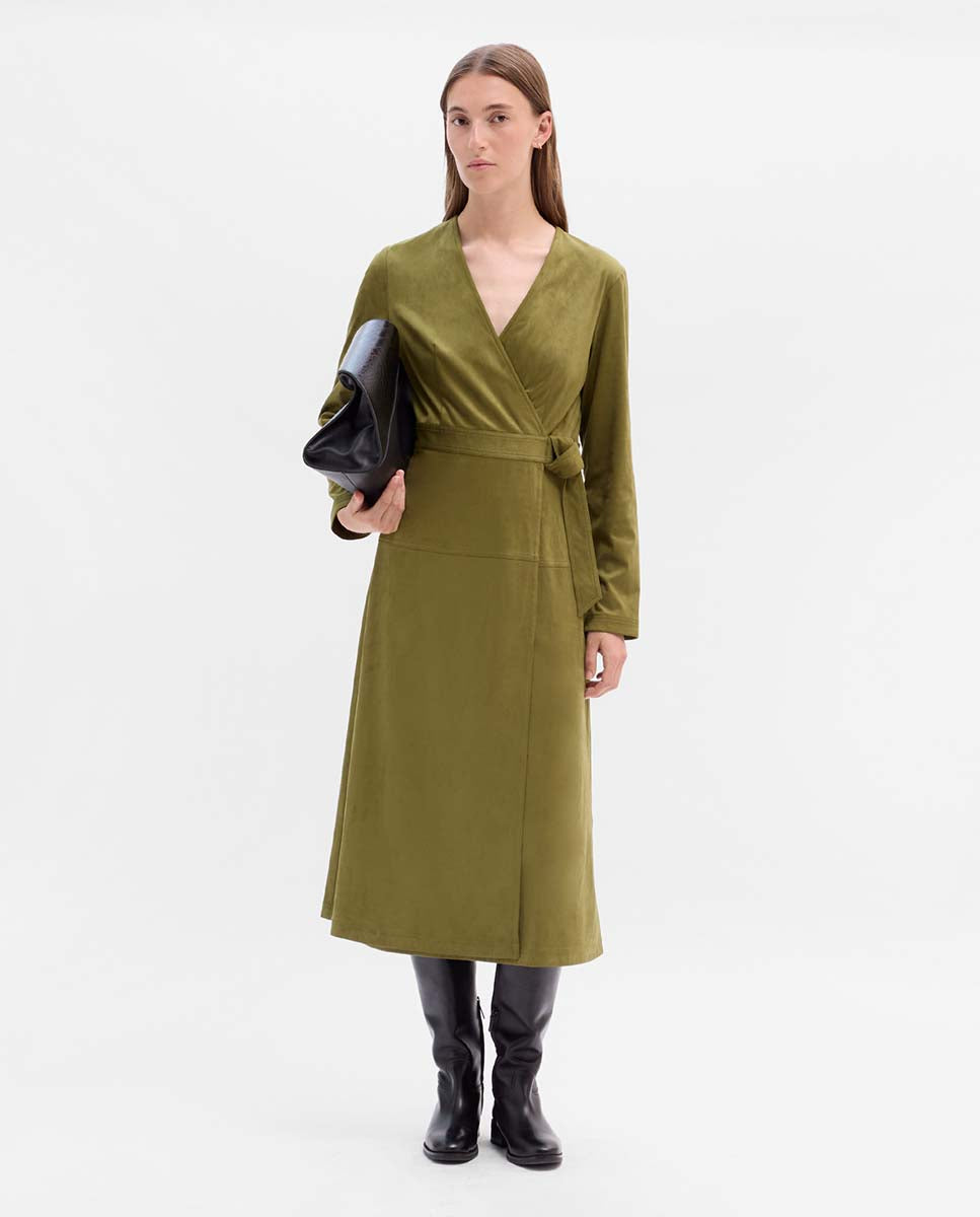 Suede dress with belt