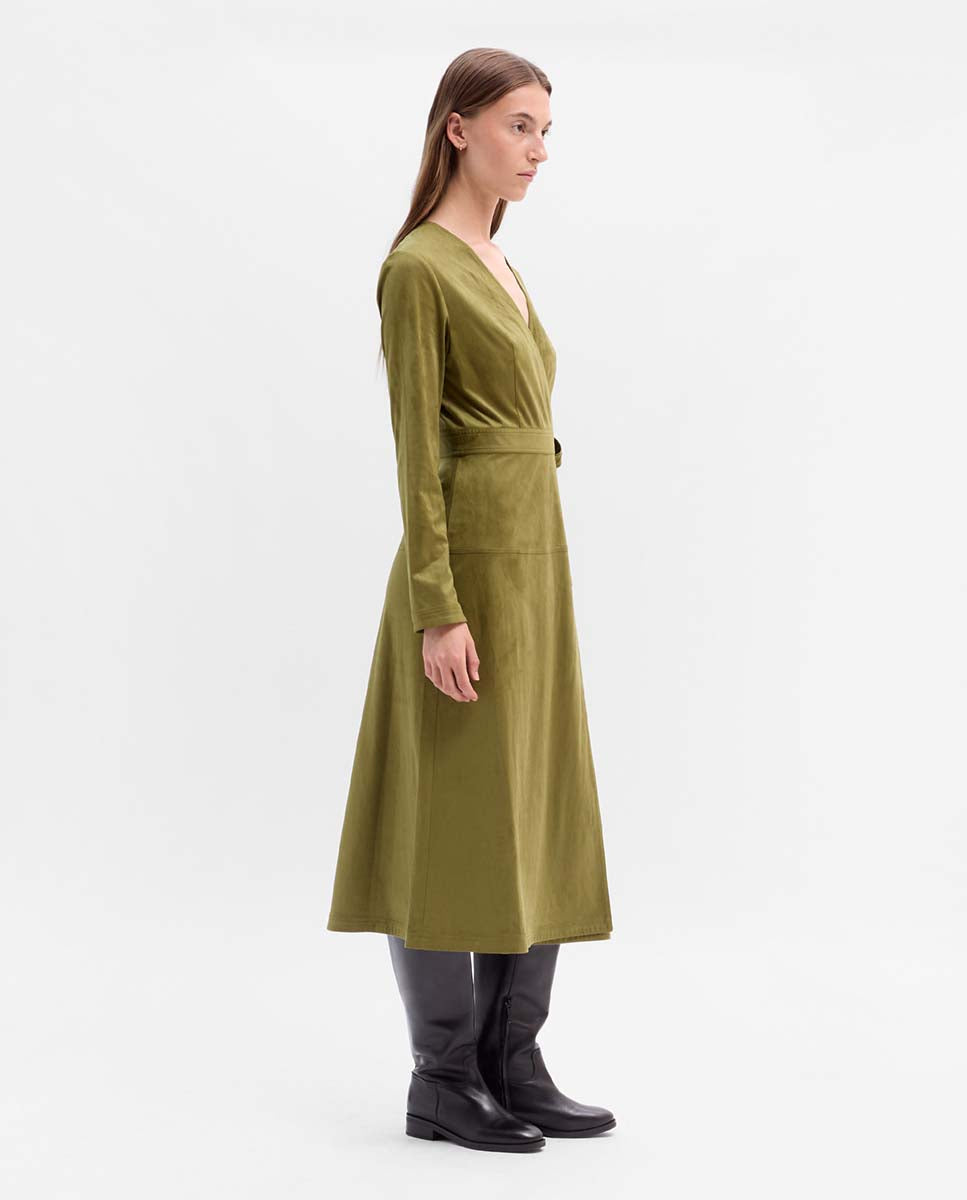 Suede dress with belt